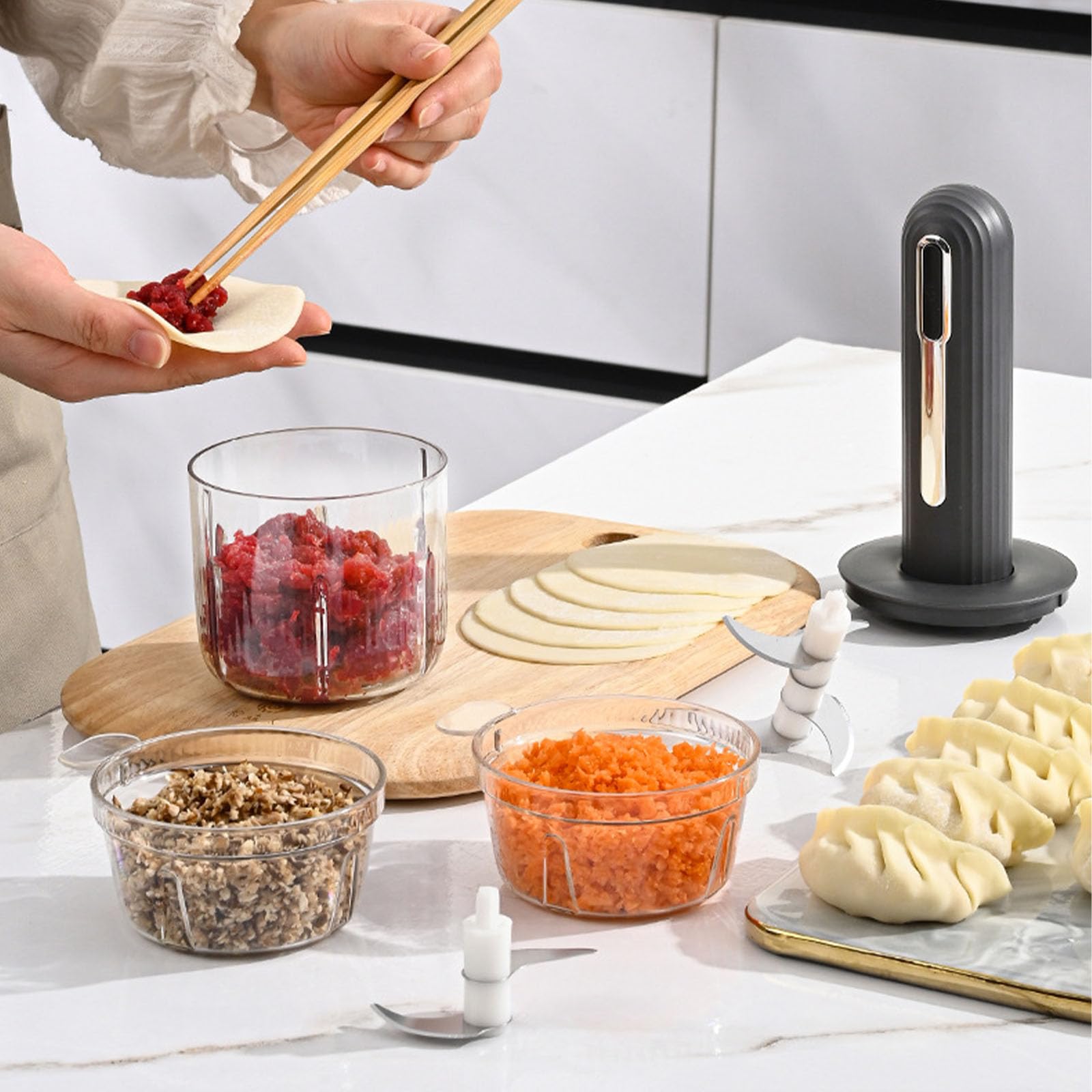 Molinillo de carne eléctrico inalámbrico para uso doméstico, multifunción, procesador de alimentos y picadora de ajo, picadora de carne compacta para batidora de cocina (negro)