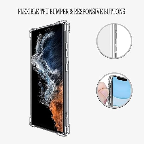 Miniatura 5 de Funda de Bulldog Francés para S23 Ultra, PC duro + TPU Bumper Funda protectora transparente compatible con Samsung Galaxy S23 Ultra (no para S23S23