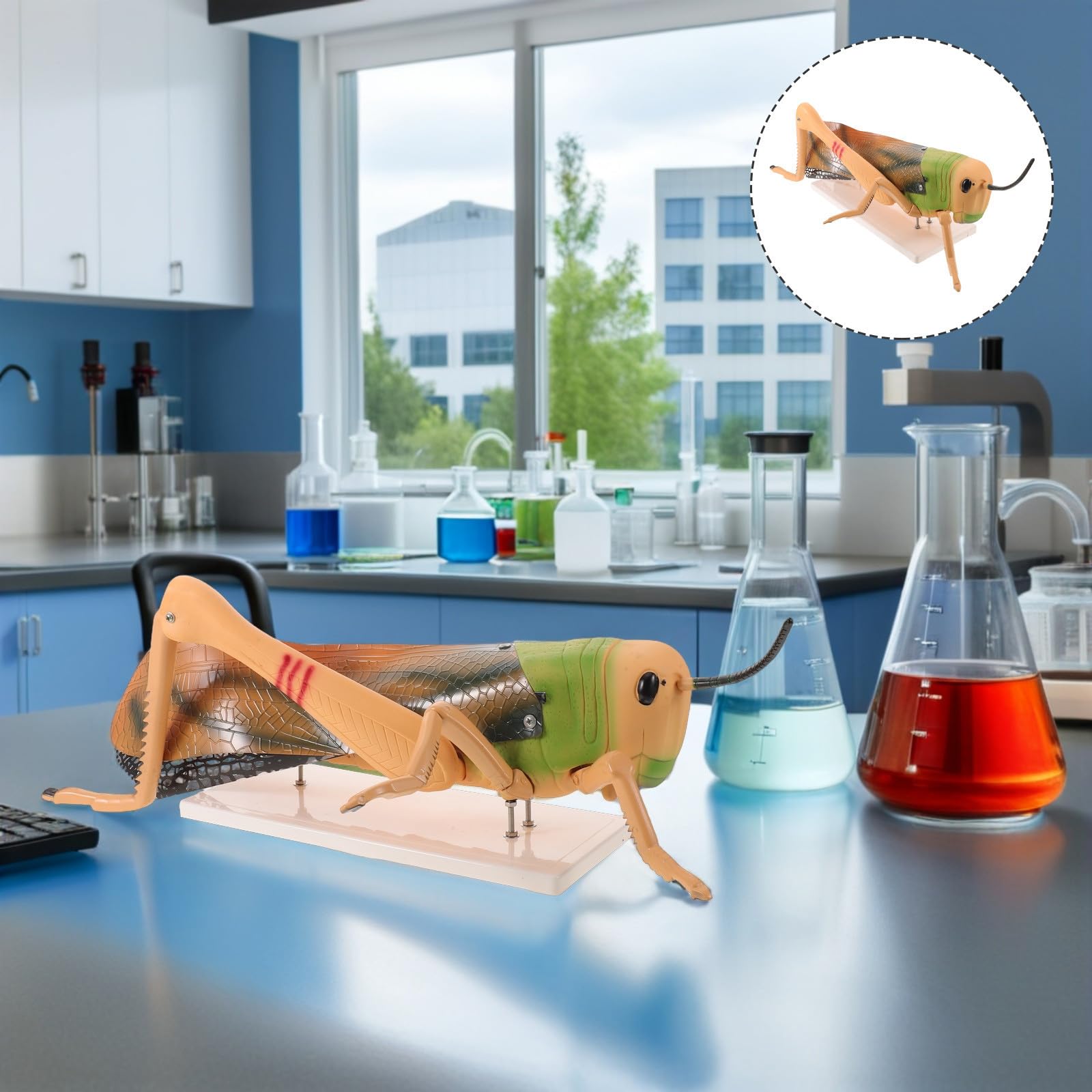 Abaodam Modèle D'anatomie D'insecte Détachable de Sauterelle en Pvc pour Exercices de Laboratoire et Démonstrations Pédagogiques Précises en Biologie