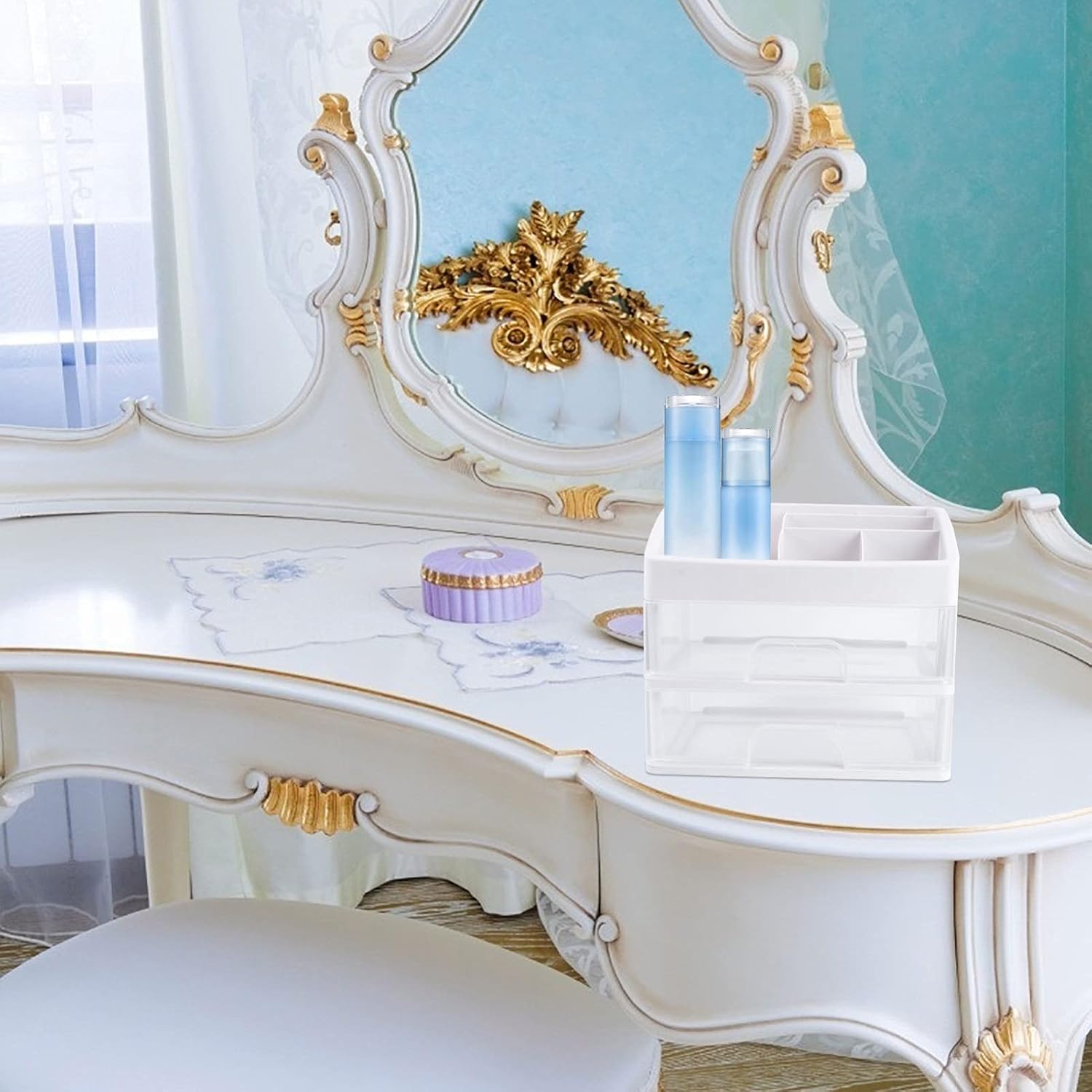 Cabilock 1pc Practical Cosmetic Organizer Desktop Storage Box for Makeup Dorm Bedroom Use Stylish and Functional Design and Space-Saving