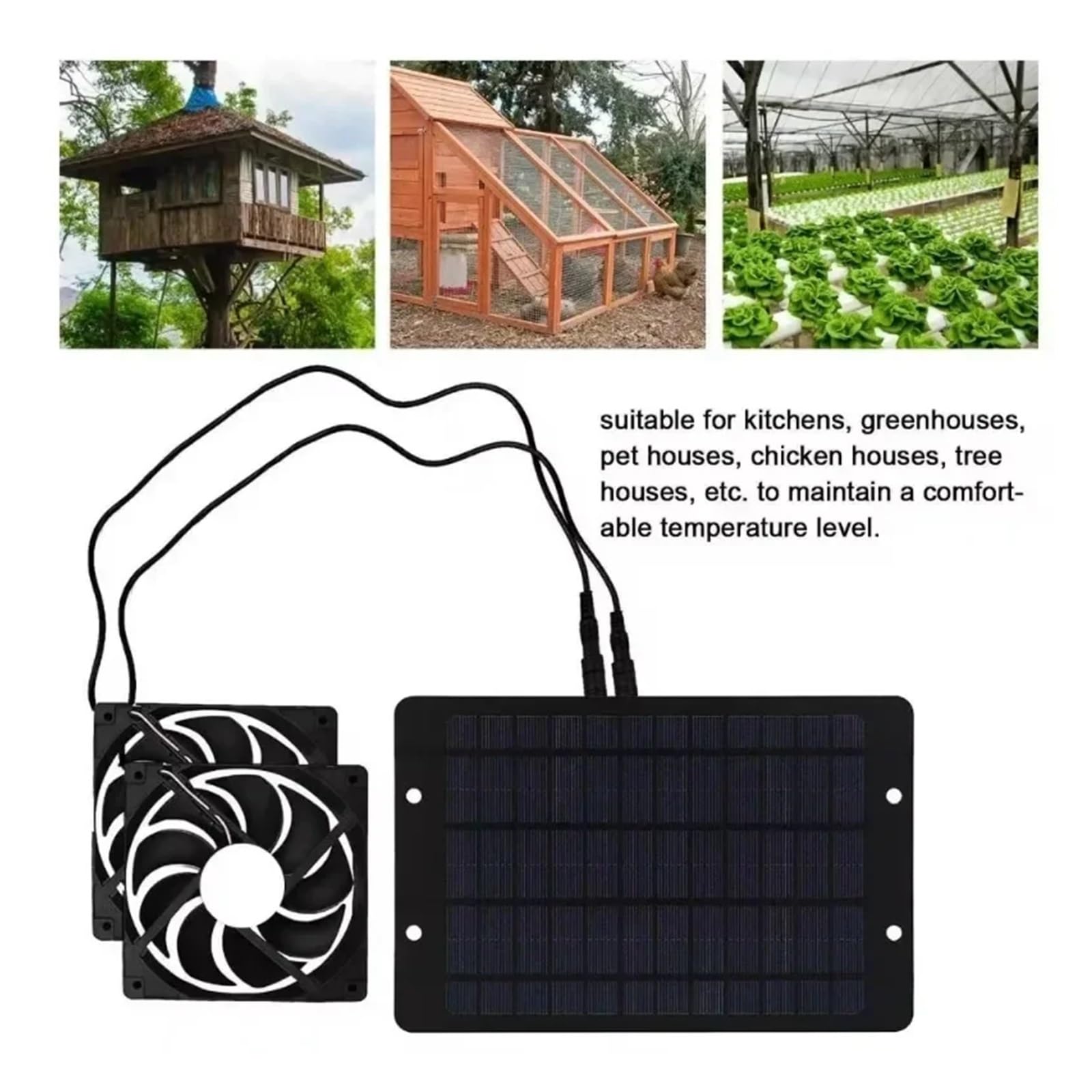 Przenośny wentylator wyciągowy solarny 10 W 12 V 10-calowy do wyciągu powietrza dla psów na zewnątrz, kurnika, szklarni,Niezawodna wentylacja
