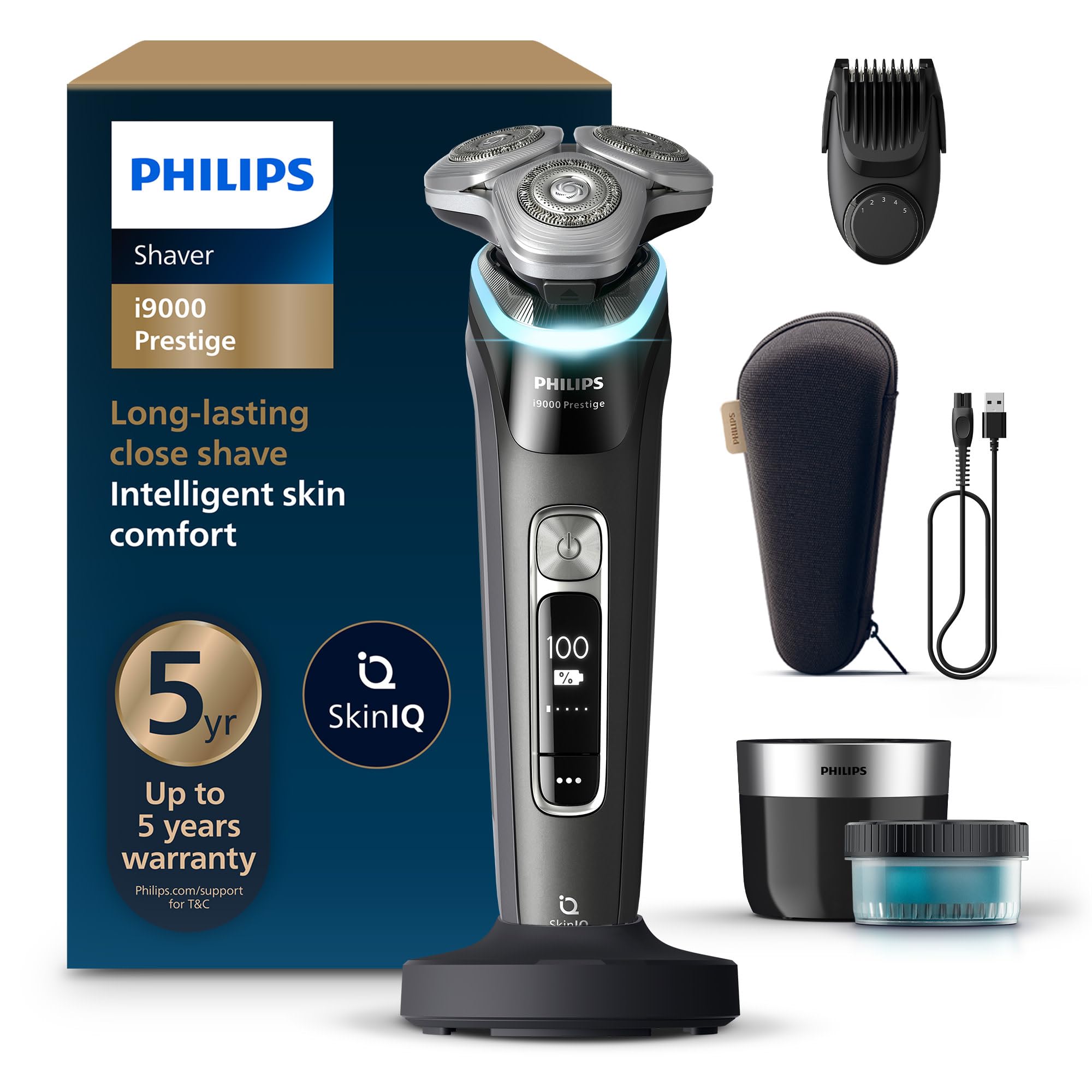 Philips Shaver i9000 Prestige, Wet & Dry Electric Shaver, Ink