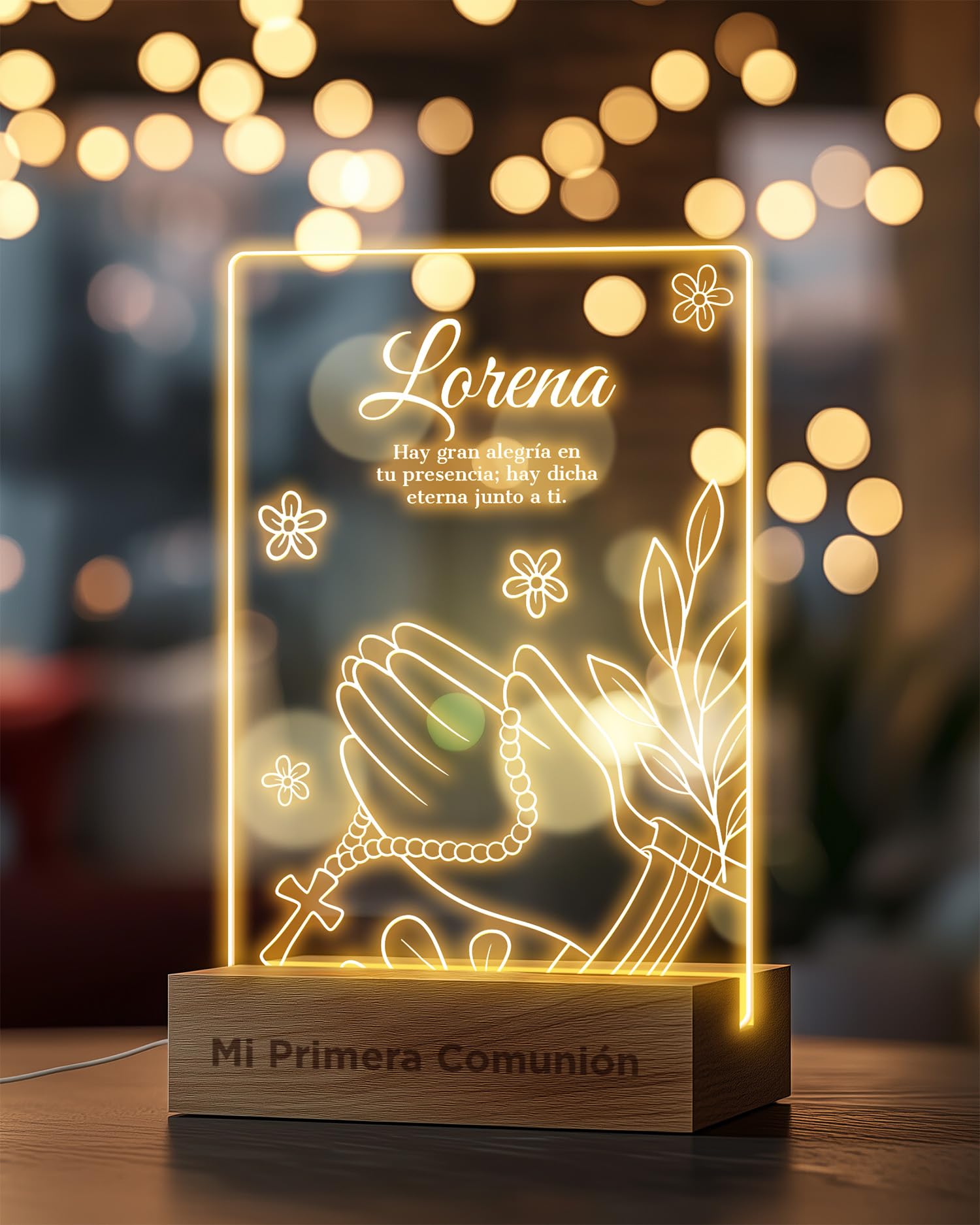 Panorama Lámpara Infantil Personalizada de un Rosario - Placas Decorativas con tu Foto - Luz Nocturna LED para Mesita de Noche - Regalos Primera Comunion Niño y Niña Personalizado y Originales