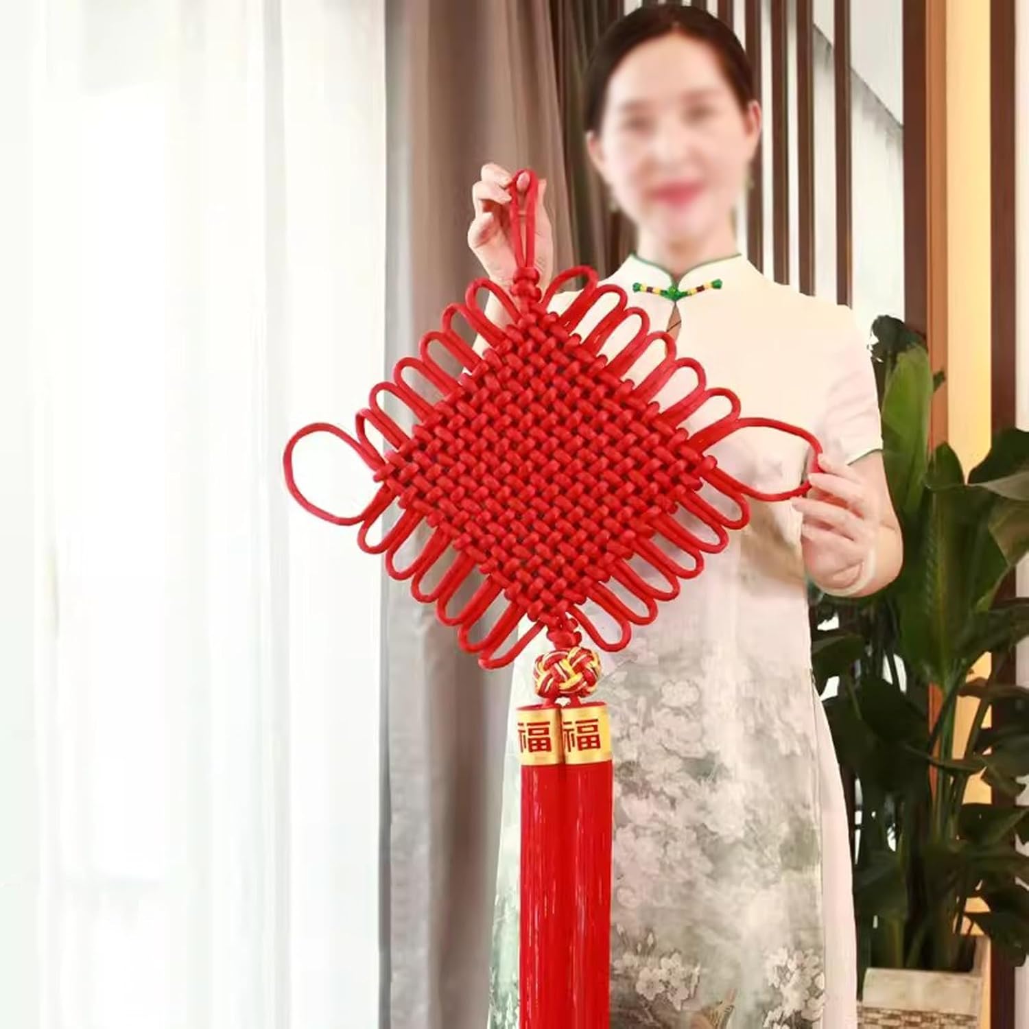 Chinese new year knot Red Chinese Knot, Handmade Chinese Knotting Cord with Tassels for Chinese Spring Festival and Home Decor Chinese festival tassel pendant (Color : Type C)