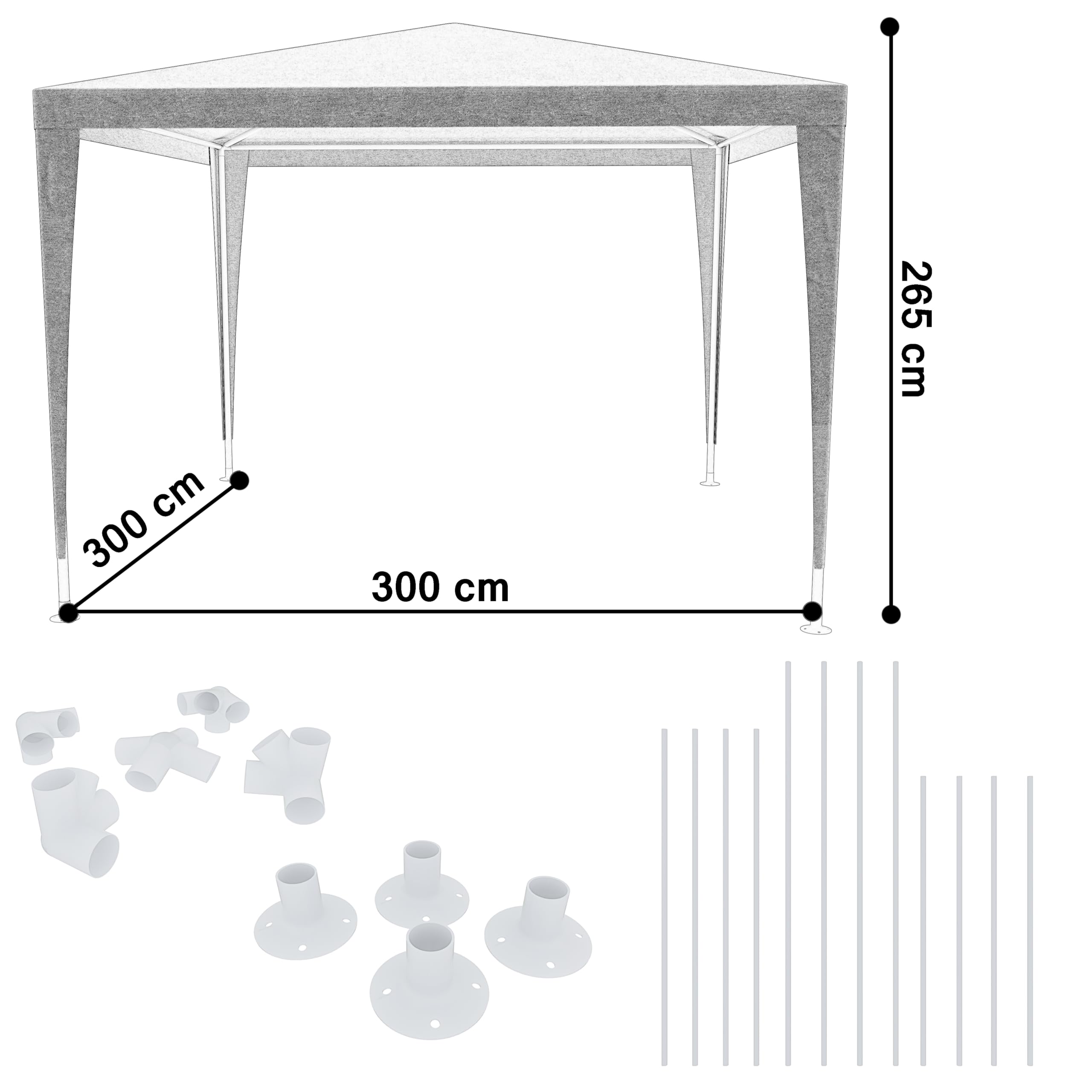 Gazebo 3x3 M Struttura In Acciaio Copertura In PE 110 gr/m² Impermeabile Idrorepellente Resistente Raggi Solari UV Tenda Ombrellone Per Fiere Pic Nic Campeggio Esterno Giardino Piscina (Verde)