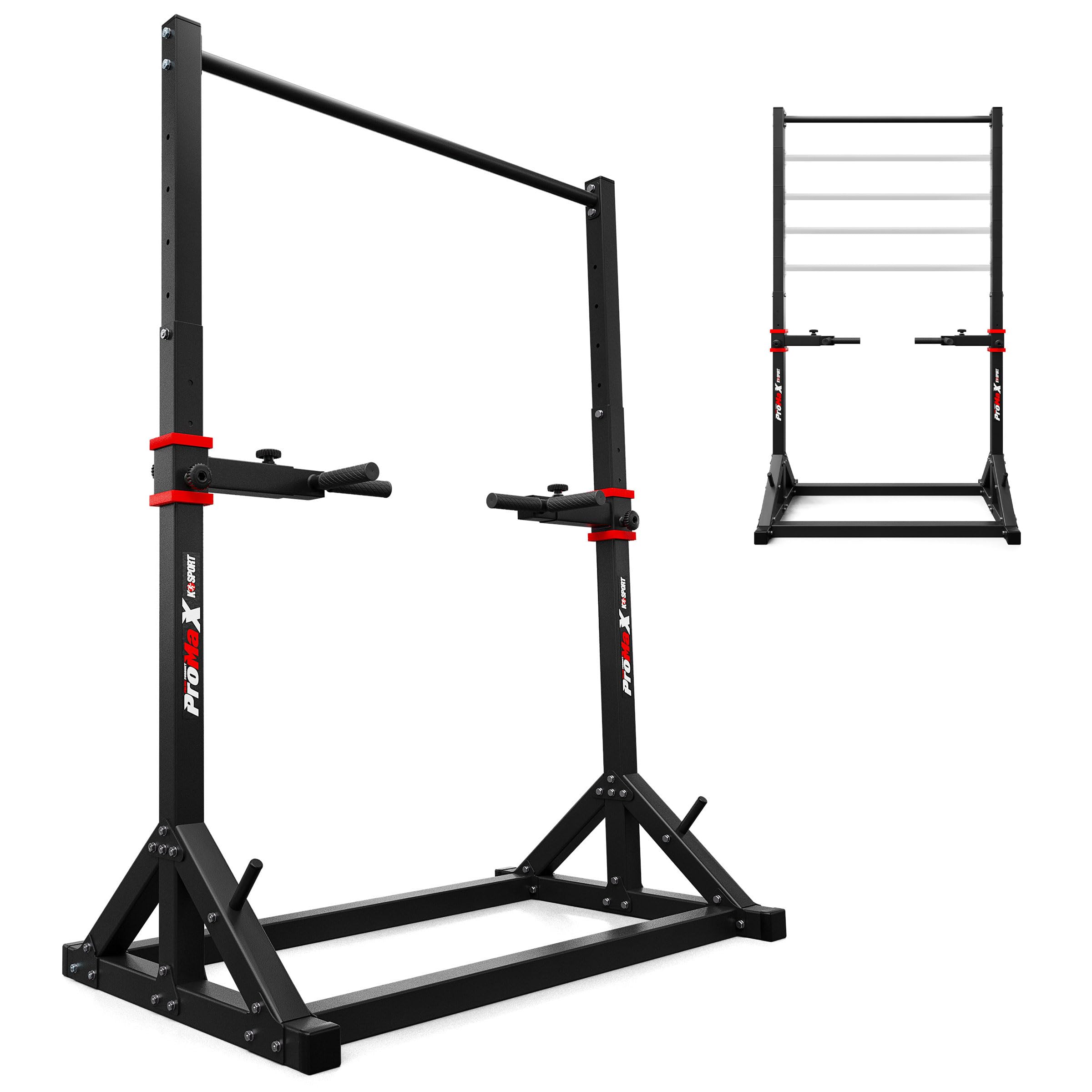 K-Sport: Power Tower + Dip Station con una capacità di carico fino a 140kg I Barra multifunzione trazioni e impugnature per flessioni I Pull up station & Dip Bar per allenamento muscolare incl. E-Book