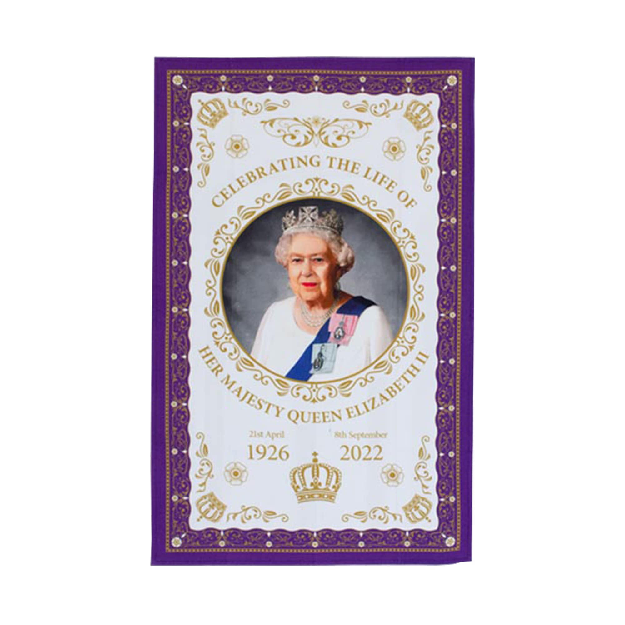 Elgate Purple Celebrate The Life Of Queen Elizabeth Ii 1926-2022 Commemorative Tea Towel - A Memorable Souvenir Gift For Home Décor Keepsake Collection Ornament (By Lilaj)