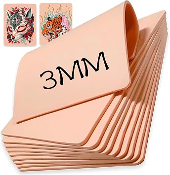 Tattoo Practice Skin, FUDELYO 10pcs 6"x8" Double Sided Tattoo Practice Skin Silicone Pad Microblade Practice Skin Tattoo Supplies for Beginners and Experienced Artists 0.3CM Thick ..