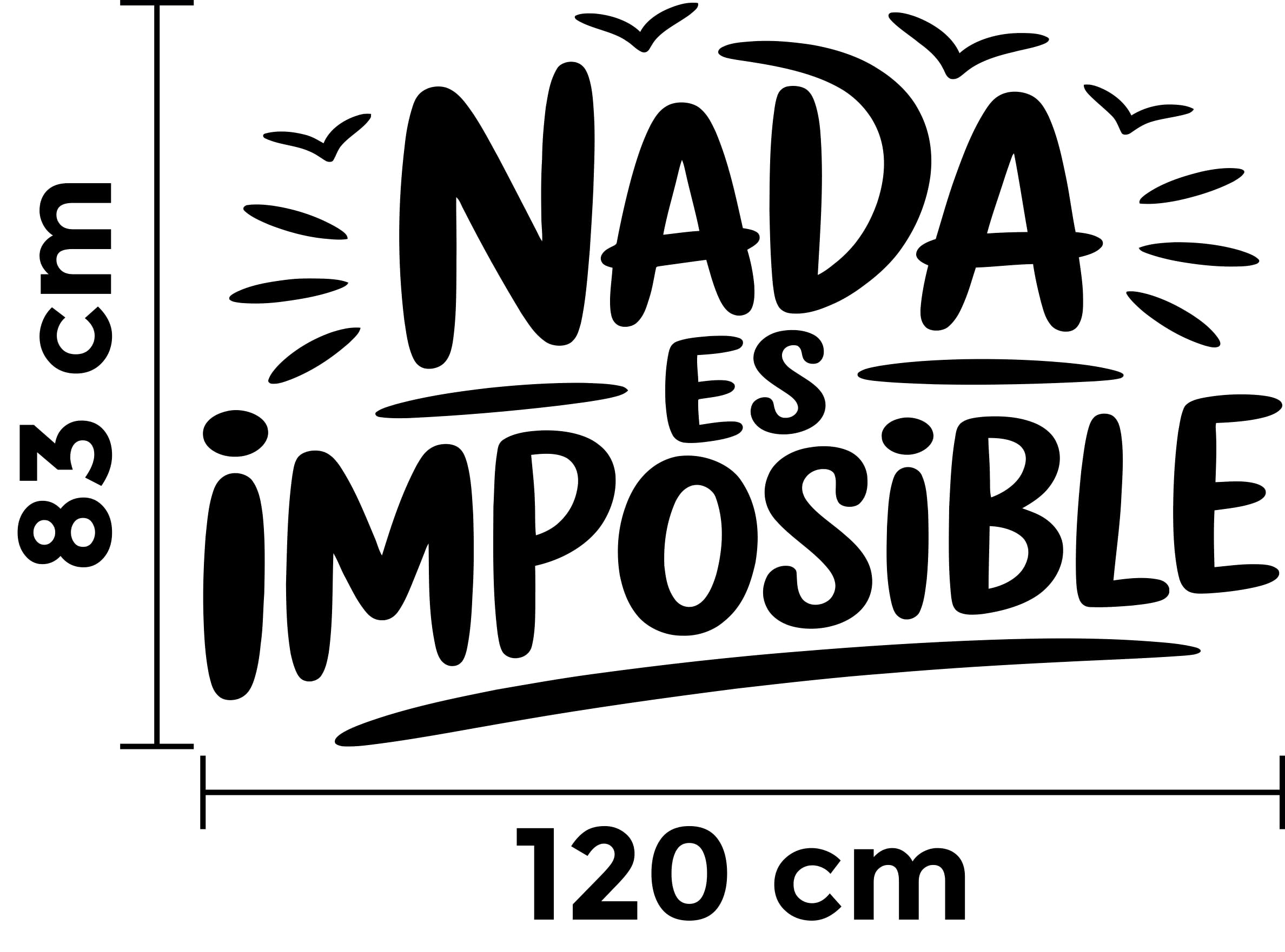 Vinilo Motivacional con Frase Inspiradora "Nada Es Imposible", Pegatina Decorativa para Hogar, Oficina o Gimnasio, Adhesivo de Pared con Mensaje de Superación y Energía Positiva (Negro, 120 x 83 cm)