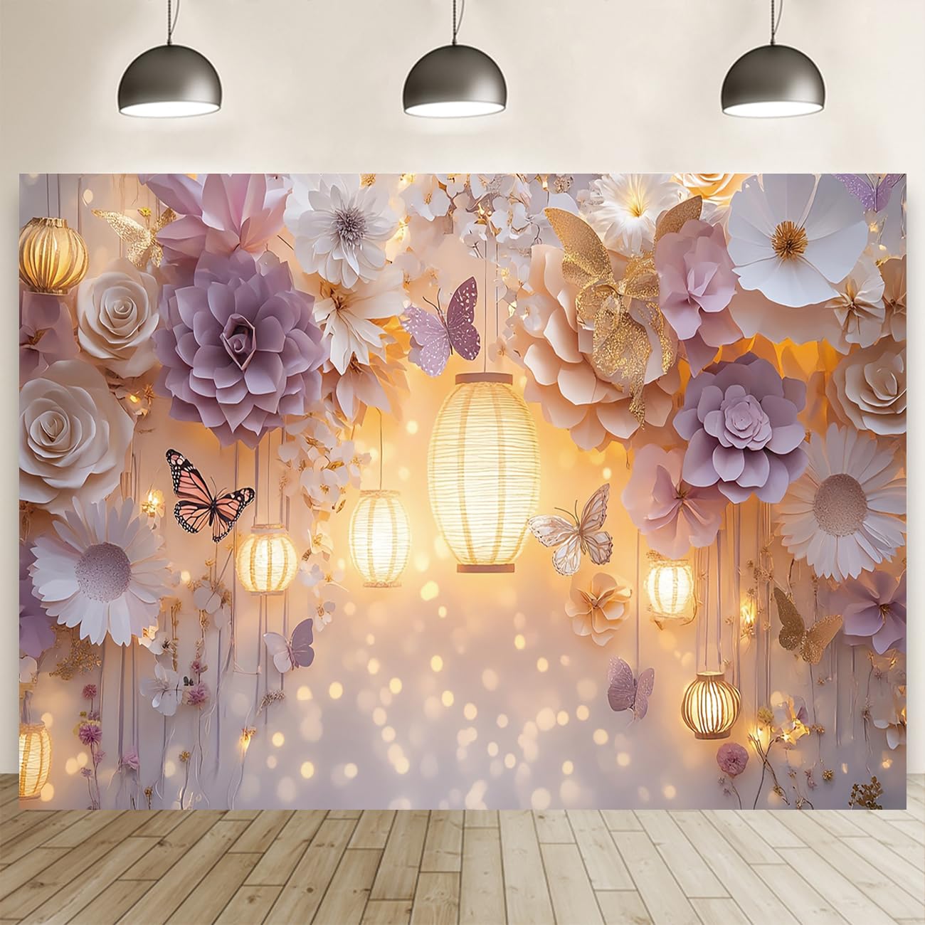 Butterfly Banner Purple Butterfly Background Butterfly Kisses and Birthday Wishes Banner Photoshoot Props Girl Birthday Party Butterfly Background