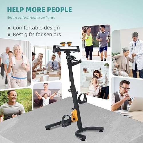 Miniatura 8 de MEETWARM Pedal Exerciser Under Desk Exercise Peddler Arm Leg Folding Mini Stationary Peddler Bike with LCD Display Portable Bicycle Exerciser Machine
