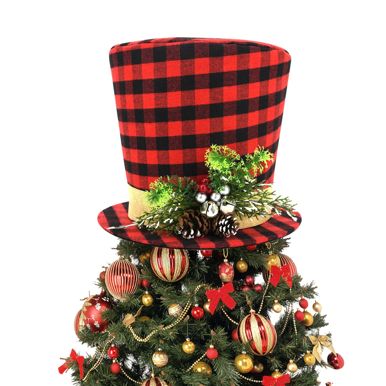 Buy Christmas Tree Topper Top Hat Classic Red and Black Buffalo Plaid