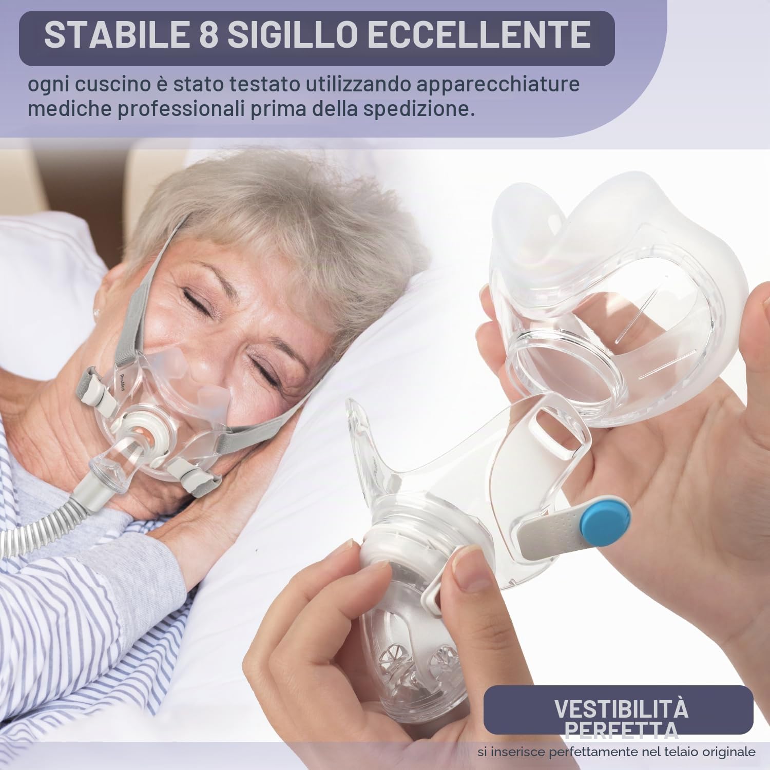 AirFit F30 - Cuscino per maschera di ricambio, misura media, confezione da 2 pezzi, comfort ottimizzato e sicuro, compatibile con telaio originale, accessori per maschere, accessori di ricambio (M)