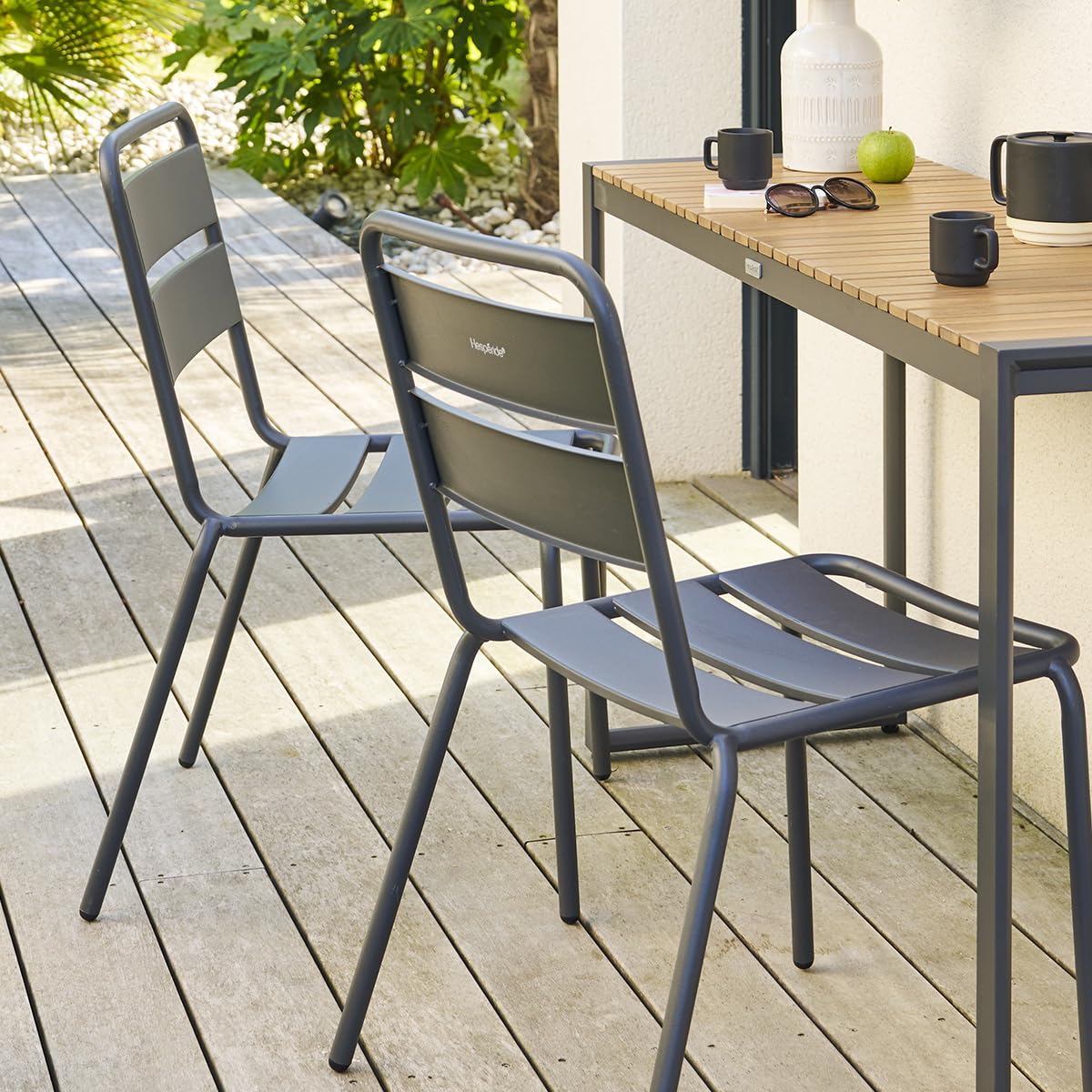 Hespéride - Silla de jardín apilable Phuket Graphite