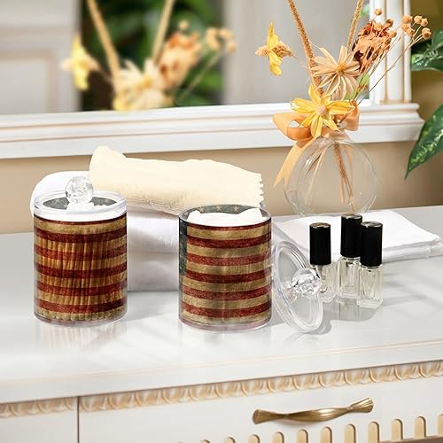 Miniatura 7 de Tarros de plástico con tapas, paquete de 4 recipientes de almacenamiento con la bandera estadounidense vintage, de boca ancha, herméticos, para