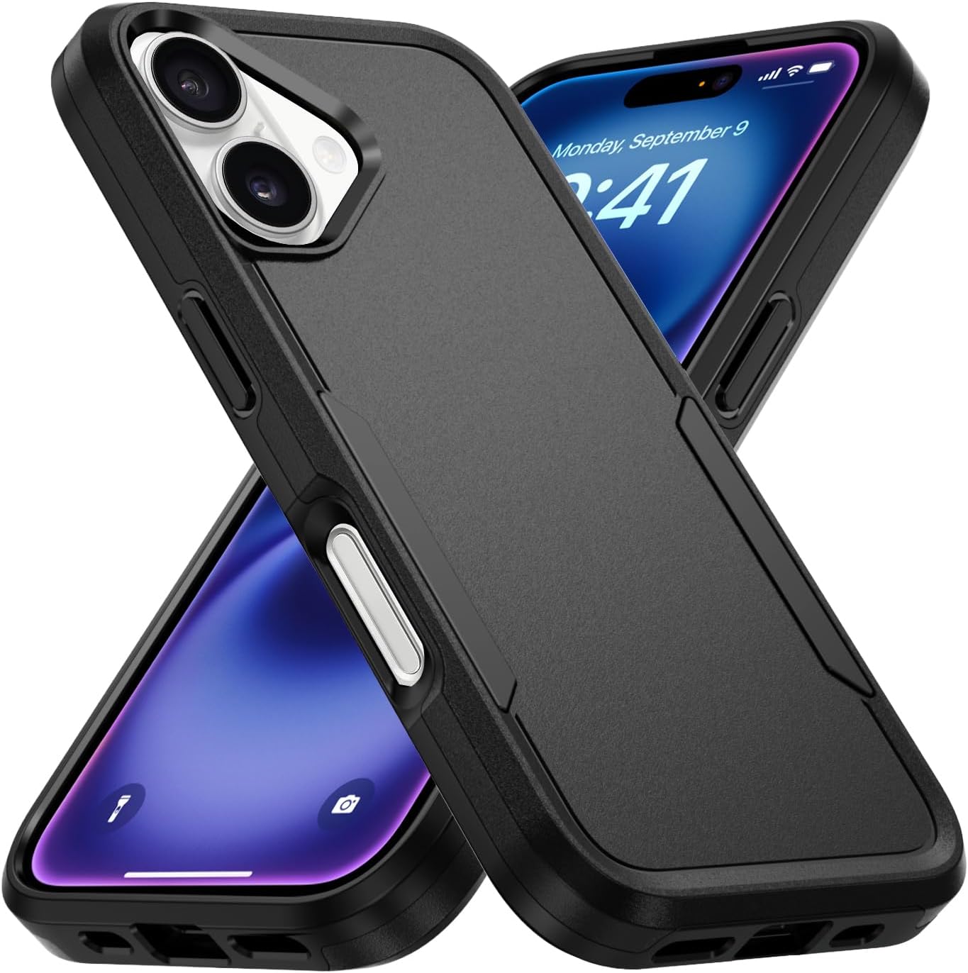 Designed for iPhone 16 Case Black, Heavy Duty Protection Shockproof Anti-Scratch Cover Phone Case for iPhone 16 6.1 inch