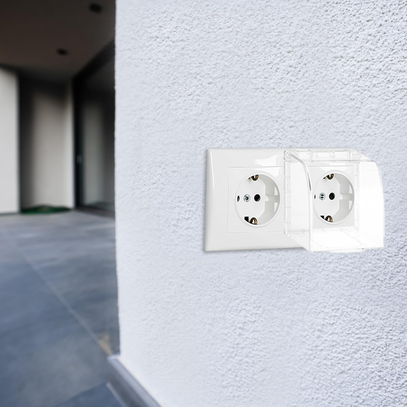QUARKZMAN Zewnętrzna osłona wtyczki typu 86 odporna na warunki atmosferyczne zewnętrzna osłona gniazda elektrycznego czarna przezroczysta pokrywa gniazdka elektrycznego do łazienki 1 szt