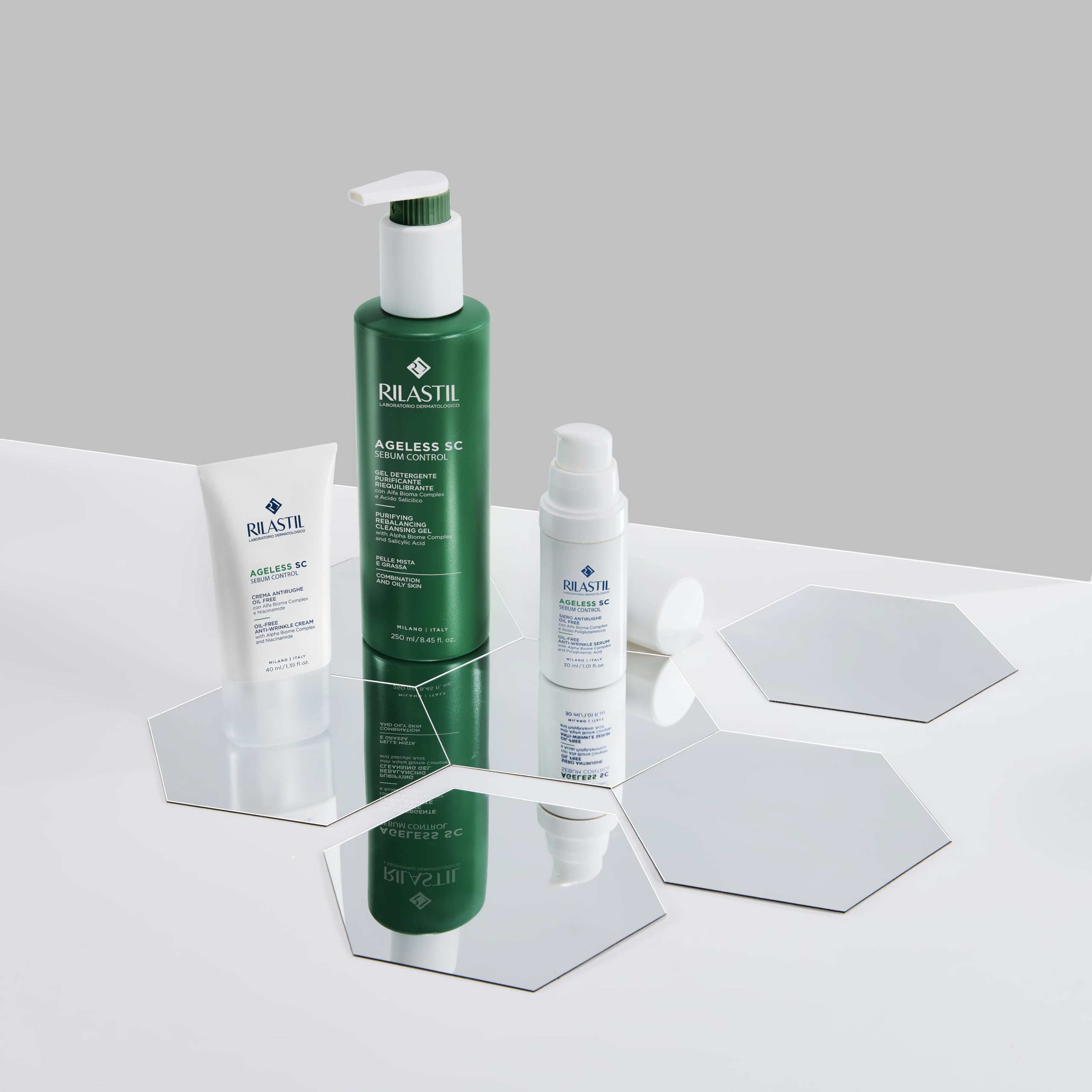 Rilastil Ageless SC Sebum Control, Crema antirughe oil free levigante e idratante con Alfa Bioma Complex e Niacinamide, 40 ml