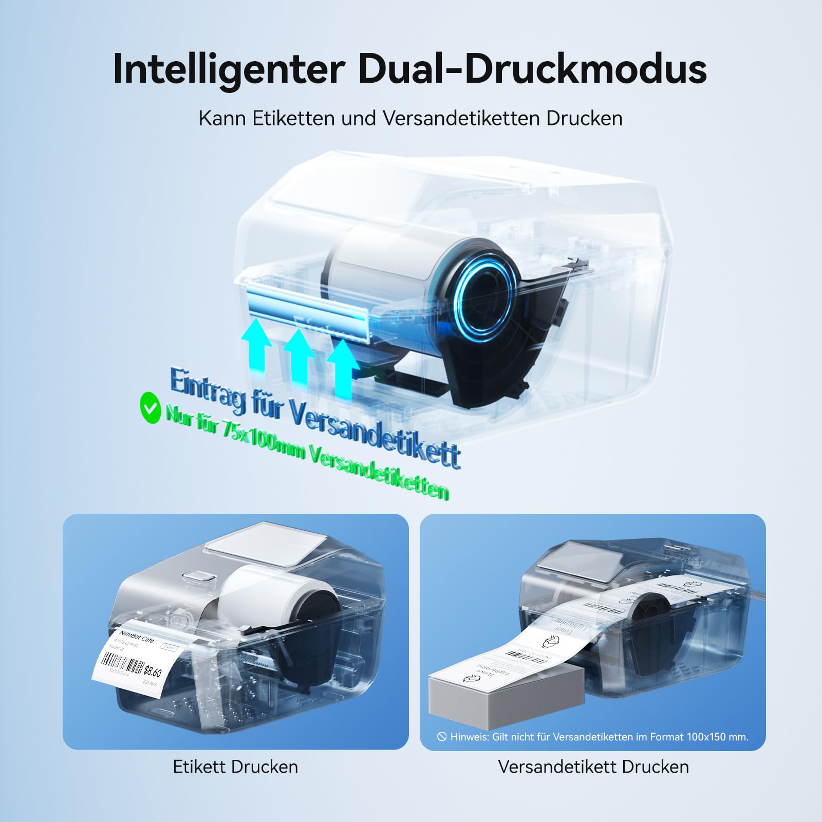 NIIMBOT Bluetooth Etikettendrucker mit Breitformat-Etiketten (50mmx30mm), Thermodrucker 3x4 Zoll Versandetiketten Drucker, Etikettiergerät Label Printer für Barcode, Einzelhandel, kleine Unternehmen