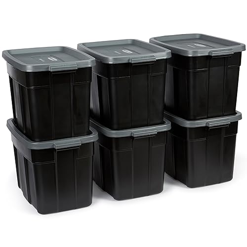 18 GAL 6 Pack Garage Storage Bins with Stackable Lid,