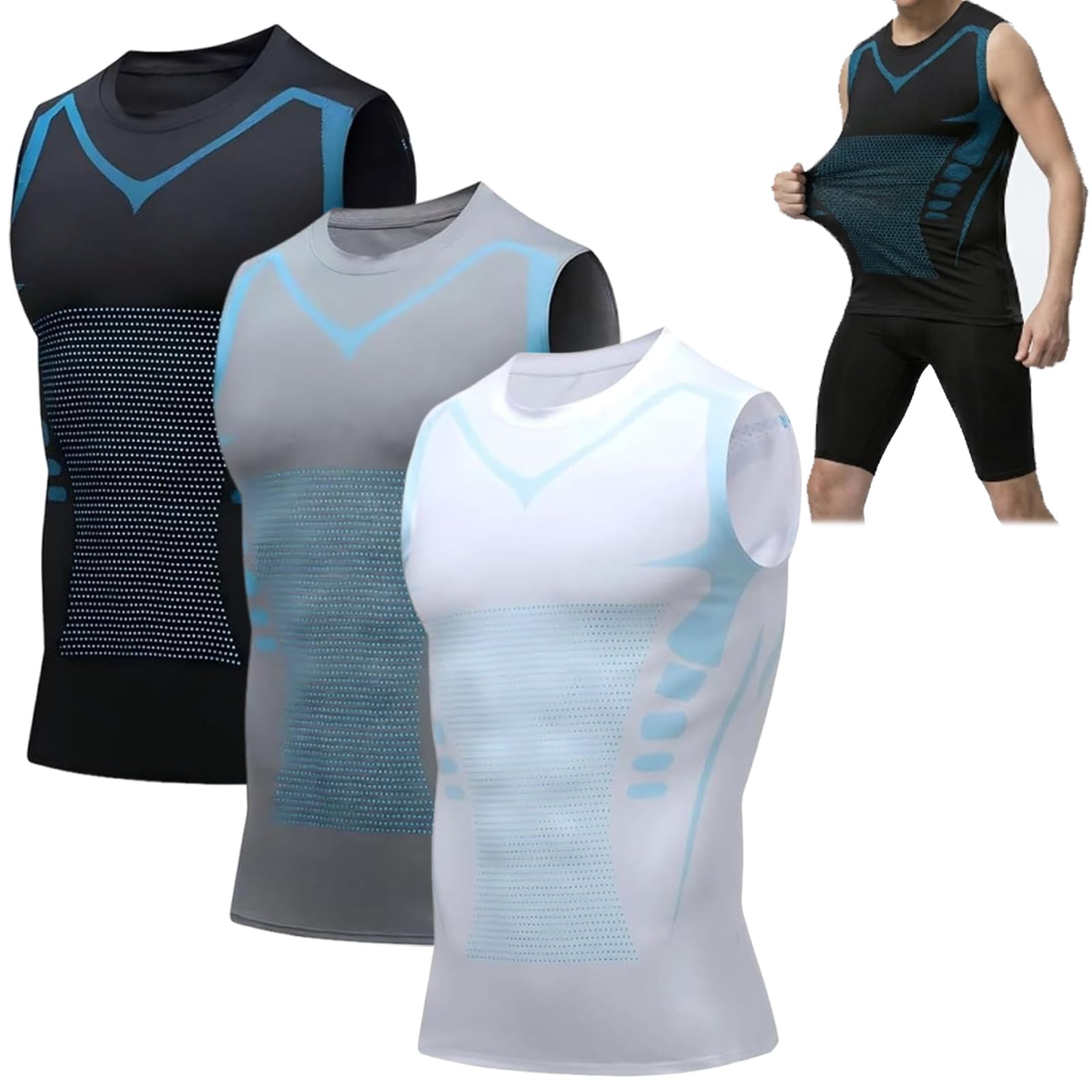 Slim Kompression Shirt Herren, Unsichtbares Atmungsaktiv Compression Shirt