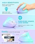 Lekvey Ergonomic Mouse, Vertical Wireless Mouse Rechargeable 2.4 GHz Optical Carpal Tunnel Mouse : 800/1200 / 1600 DPI, 6 Buttons, for Laptop, PC, Computer, Desktop, Notebook etc, Green Purple