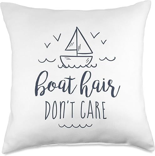 Vine Mercantile Hair Don't Care-Cute Boating Sailing Summer - Almohada náutica para velar (18.0 x 18.0in), multicolor