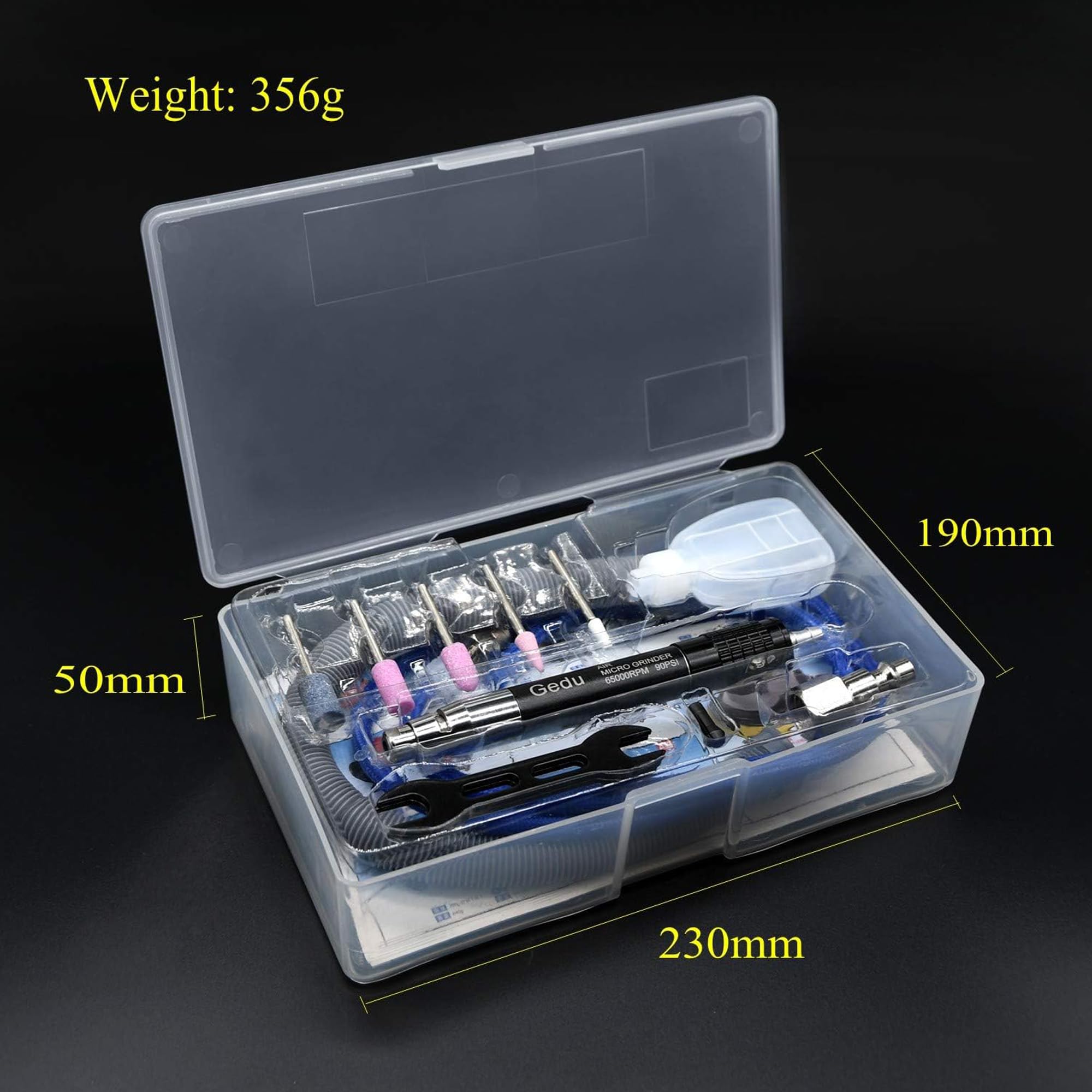 Set di levigatrici ad aria compressa, 1/8 pollici, mini matita, strumento di taglio a matita pneumatica, per levigatura di precisione e lucidatura, 65000 giri/min