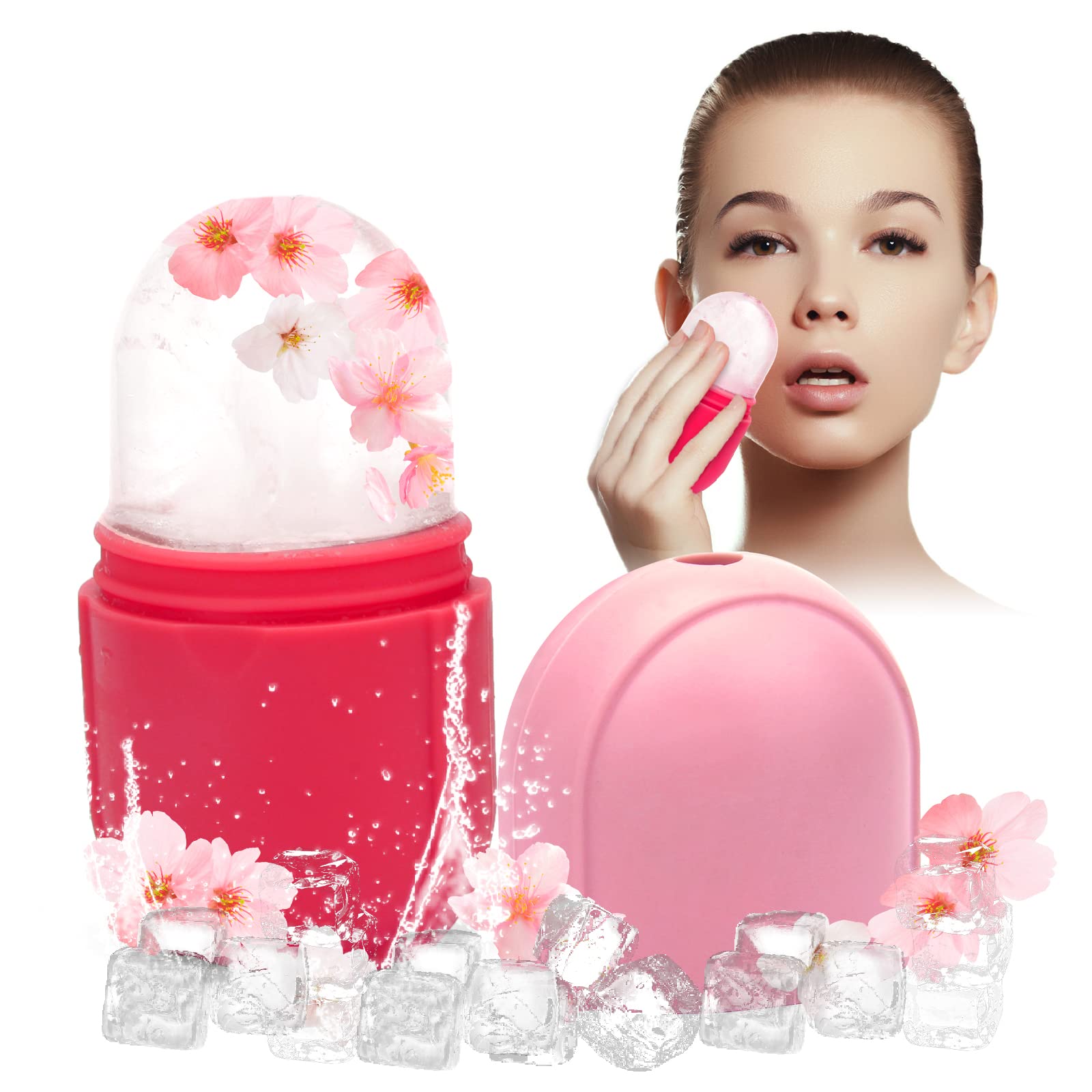 Ice Roller for Face, Windspeed Silicone Ice Face Roller Holder Mini for Shrink Pores Tighten Skin, Reusable Beauty Face Ice Roller for Reducing Fine Lines/Puffiness/Redness