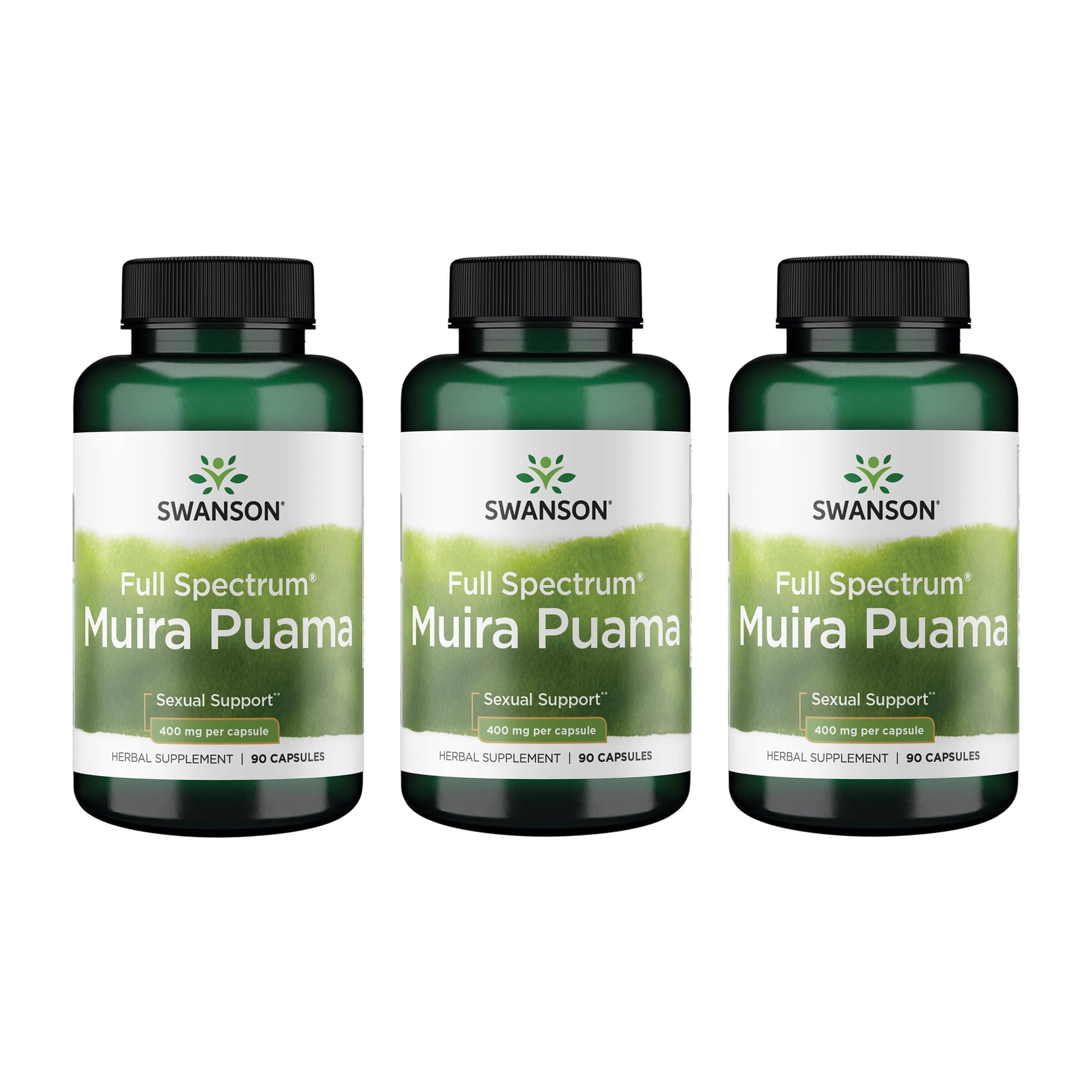 Swanson Muira Puama Root Sexual Health Supplement, 400 mg, 90 Caps, 3 Pack 90 Count (Pack of 3)