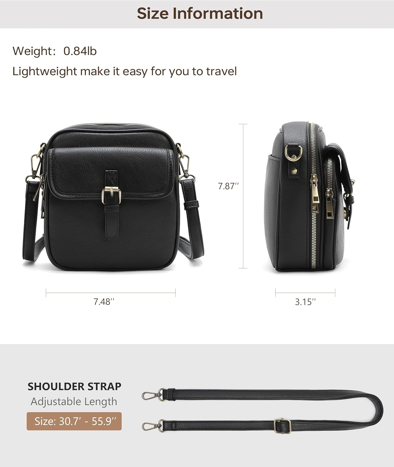 Small Crossbody Bag Vegan Leather Messenger Purse for Women Men, Vintage CrossBody Shoulder Purse with Card Slots - Image 5