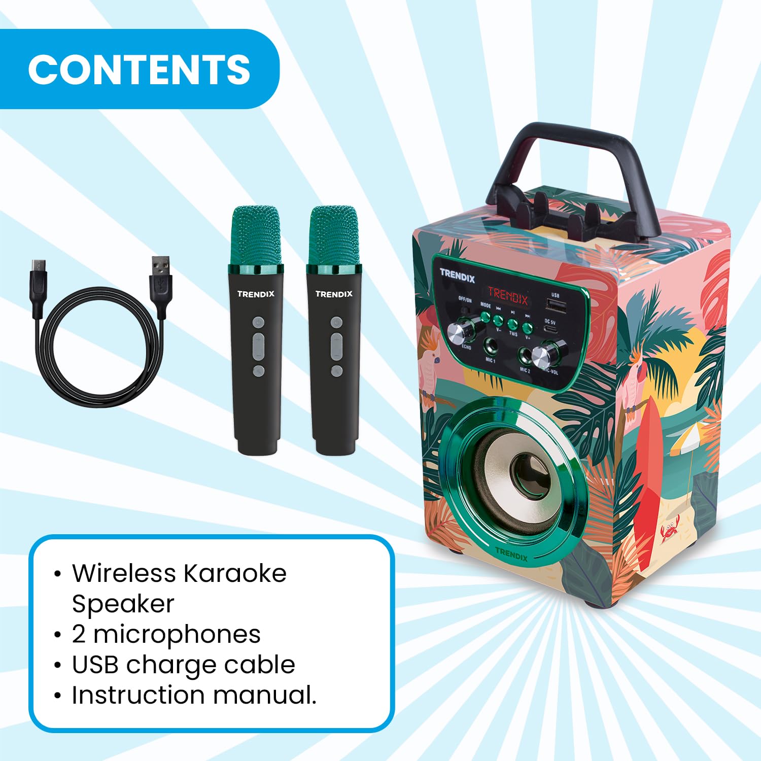 Karaoke Per Bambini Trendix Magic Melody - Cassa Bluetooth Con 2 Microfoni Wireless, Radio FM, Effetti Vocali, Design Rosa