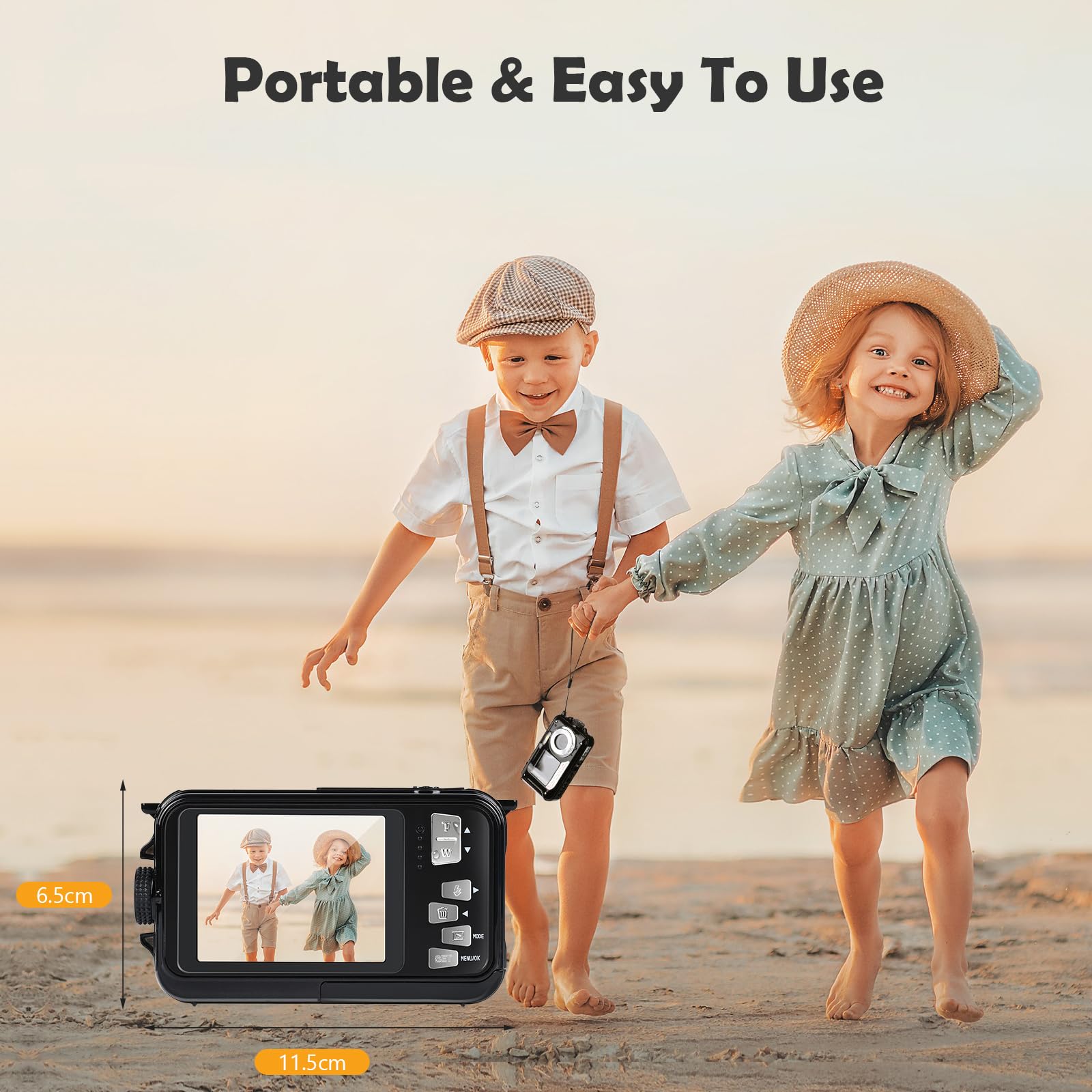 Camara Acuatica, Comius Sharp Camara Acuatica Sumergible Niños 10FT 30MP Foto FHD Video 16X Digital Zoom con Tarjeta Memoria 32 G y Selfie Doble Pantalla para Selfie Bajo el Agua, Buceo, Natación