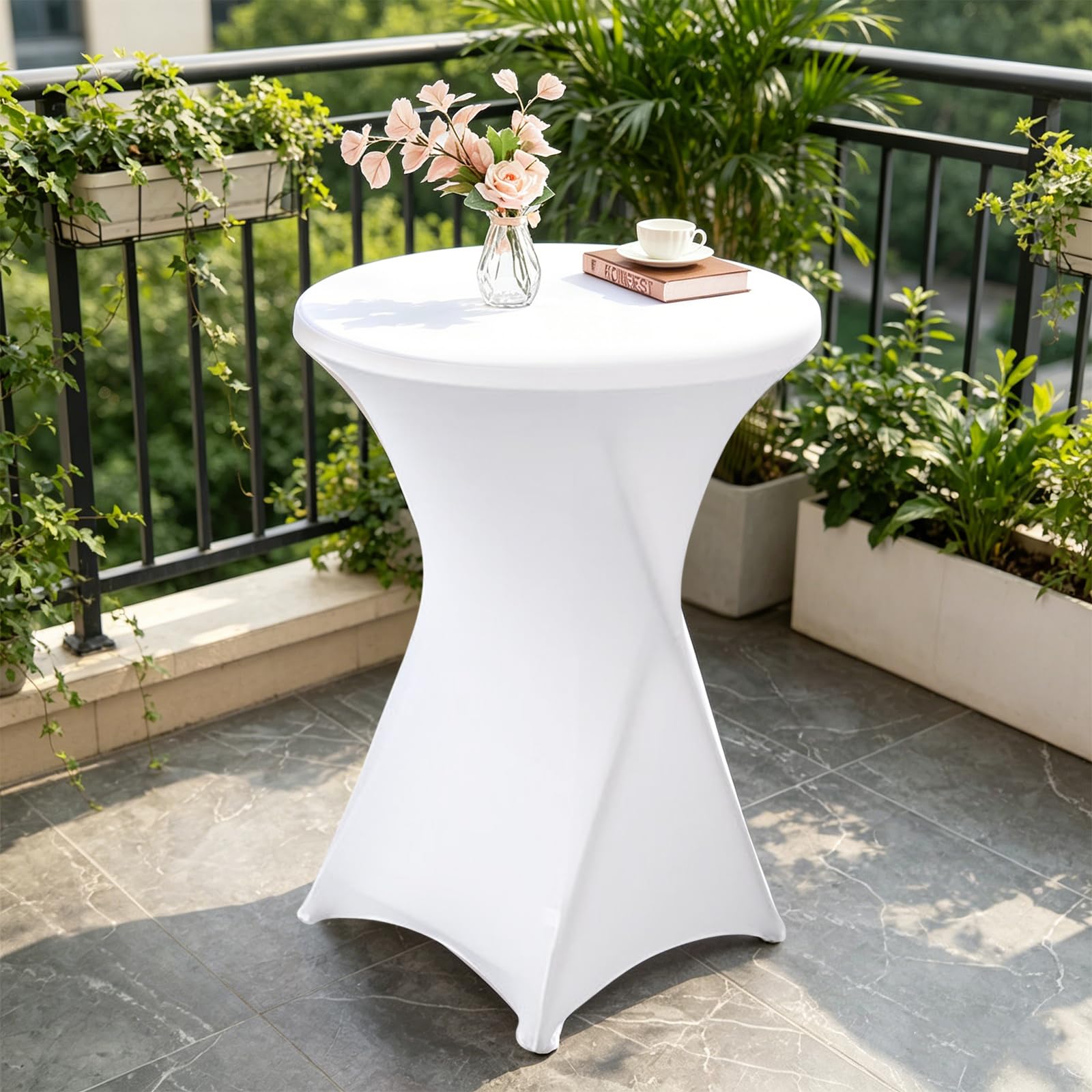 Lot De 3 Housse Mange Debout 80x110cm, Housse De Table Ronde Extensible, Blanc Housse pour Table Haute, Élastiques Et Faciles d'entretien pour Cocktail Mariage Banquet Anniversaire Banquet Bartable