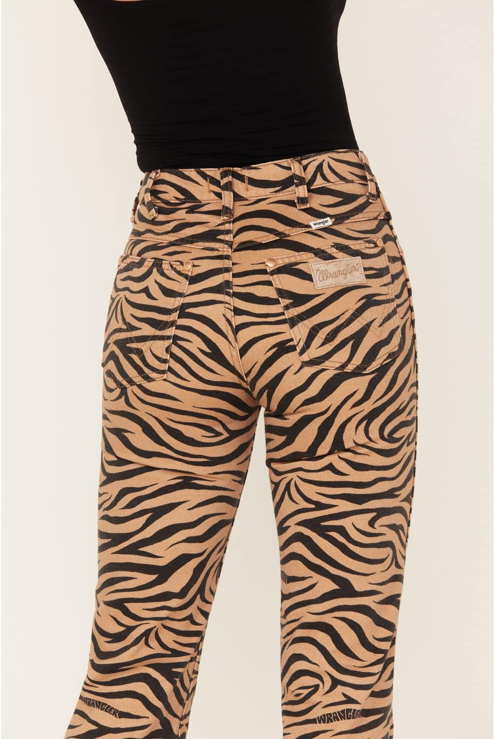 Wrangler Women's High Rise Wild West Purr Print Straight Jeans - 112322702 30 REG Tan