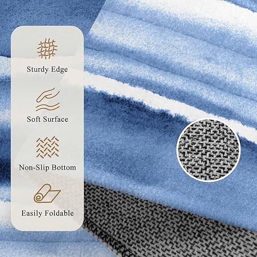 Miniatura 5 de Round Rugs 6 Feet, Blue Stripes Non Slip Area Rugs for Living Room, Bedroom, Barhroom, Entryway, Watercolor Retro Ombre Abstract Tie Dye Art Soft