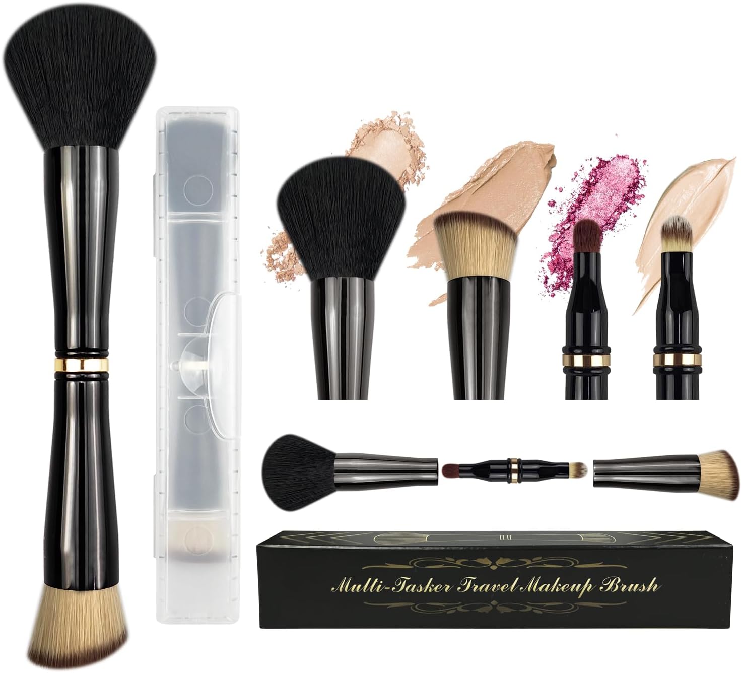 Splendor Kiss 4in1 Travel Makeup Brush Set Includes