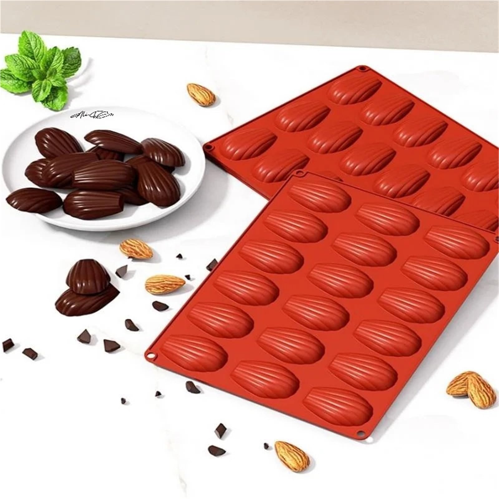 18 Mulden Mini Madeleine Silikon Kuchen Lebensmittelqualität Cookie Form DIY Shell Backform Küche Backformen Zubehör(A)
