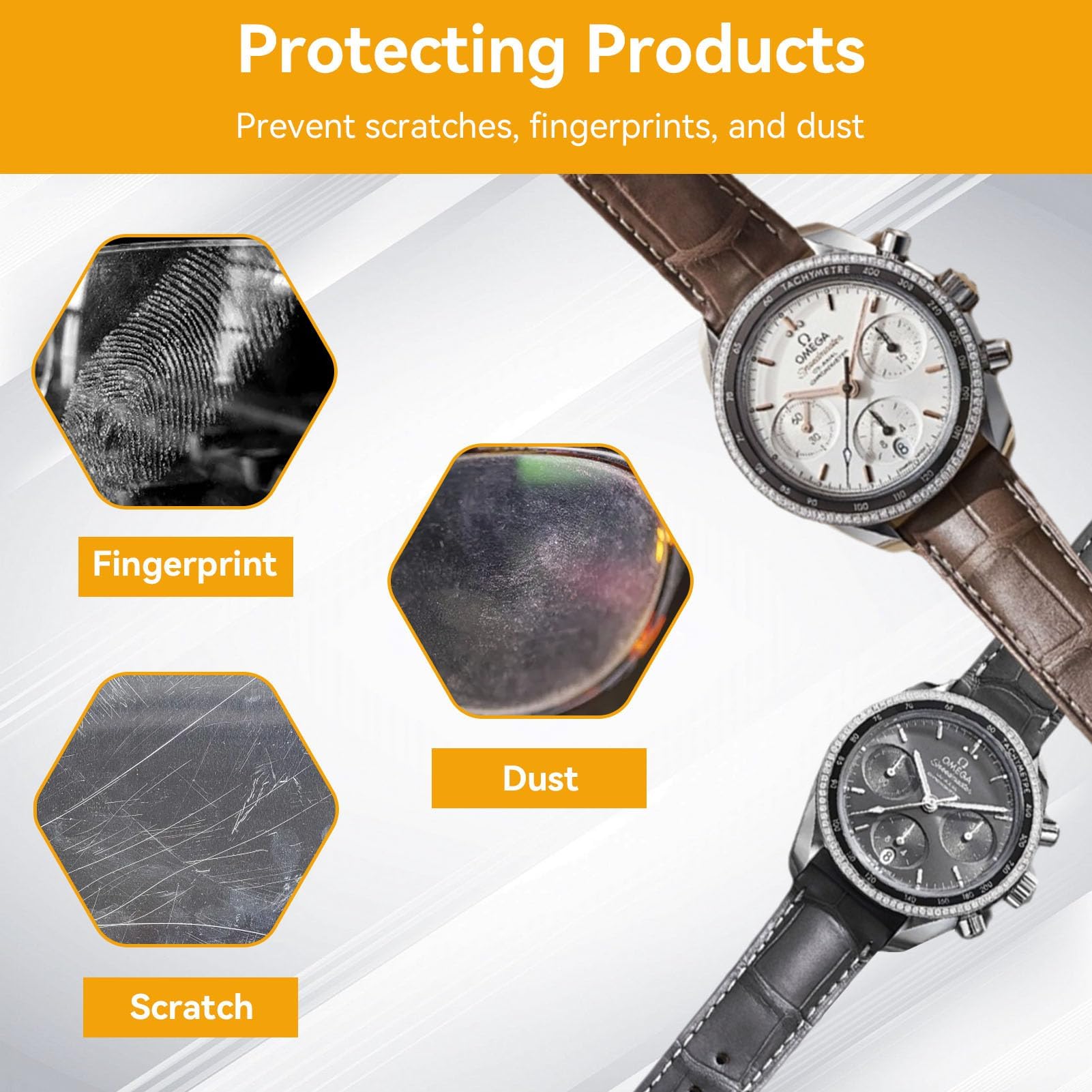 Agatige 2Pcs 50mm/2 po Hauteur 73mm/2,9 Pouces Diamètre Film Antistatique pour Montre, Antistatique Montre Film Protecteur Bande Anti-Rayures Bijoux Film Bande Protection Contre la Poussière