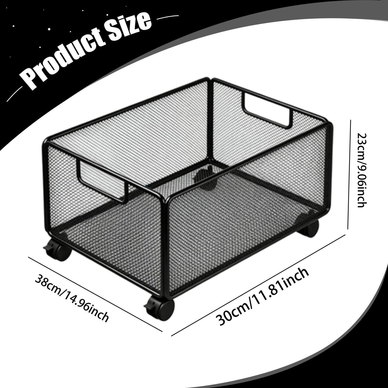 perfk Carrello Portadocumenti in Rete con Ruote, Carrello portaoggetti Portatile da Mettere sotto la scrivania, Organizer con Ruote per dormitorio, 30 Cm X 38 Cm X 23