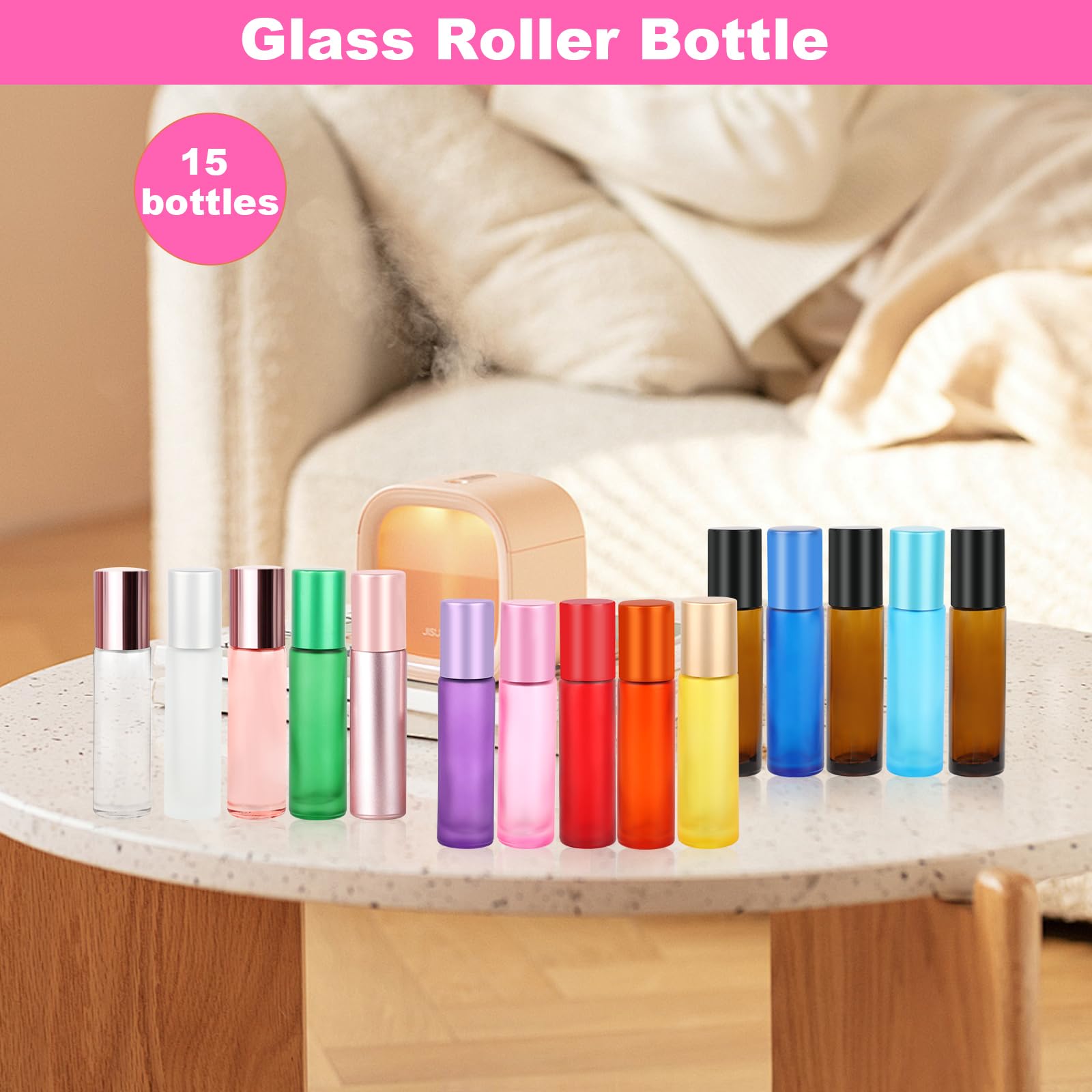 15 Flacon Roll On En Verre,10 Ml Roll On Huiles Essentielles Vide,Avec Bille En Acier Inoxydable,Pour Huile Essentielle, Rechargeable,Pour Parfums, AromathéRapie Massage,Voyage