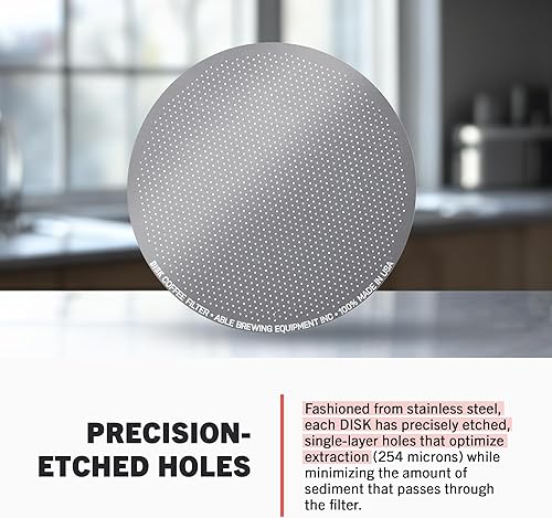 Vista 4 de Able Brewing filtro de café circular para cafeteras AeroPress Coffee y Espresso Maker - Acero inoxidable, reutilizable