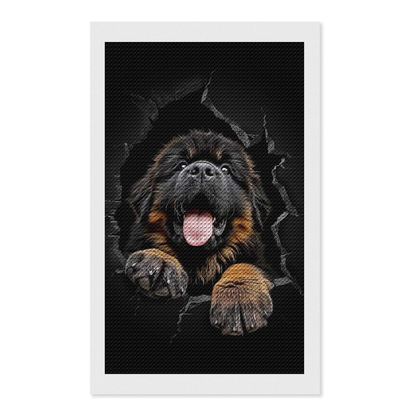 Junmoney Tibetan Mastiff Diamond Art Kit 12"x20", Bedroom Decor, Adhesive Canvas, Full Kit Included, Thoughtful Present, Birthday Gift