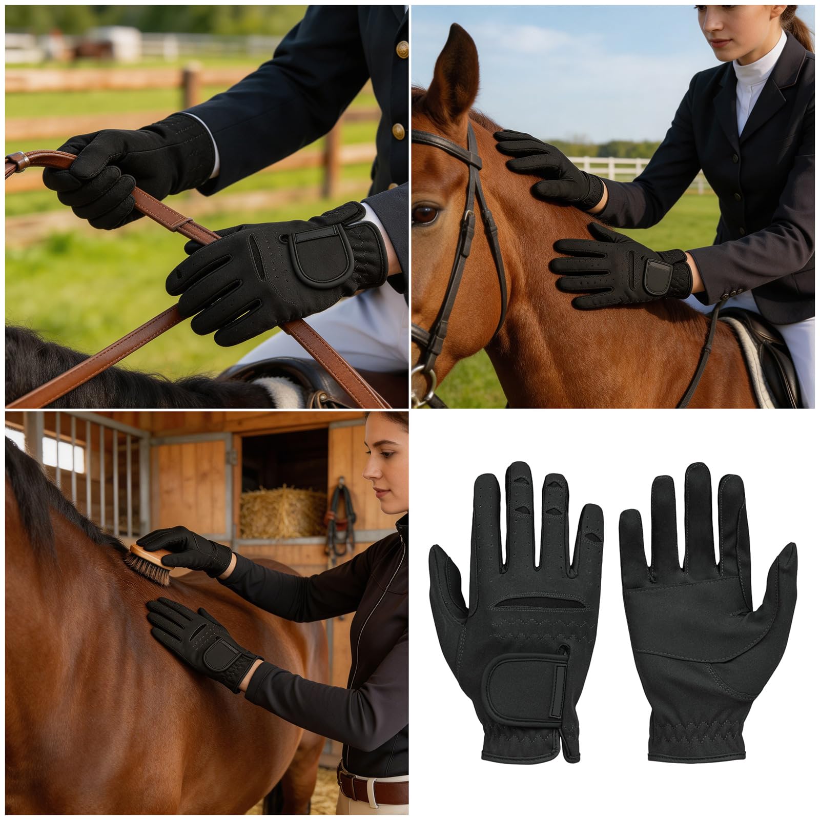 Guantes de equitación antideslizantes, transpirables, ligeros, guantes deportivos para entrenamiento y competición, resistentes al desgaste