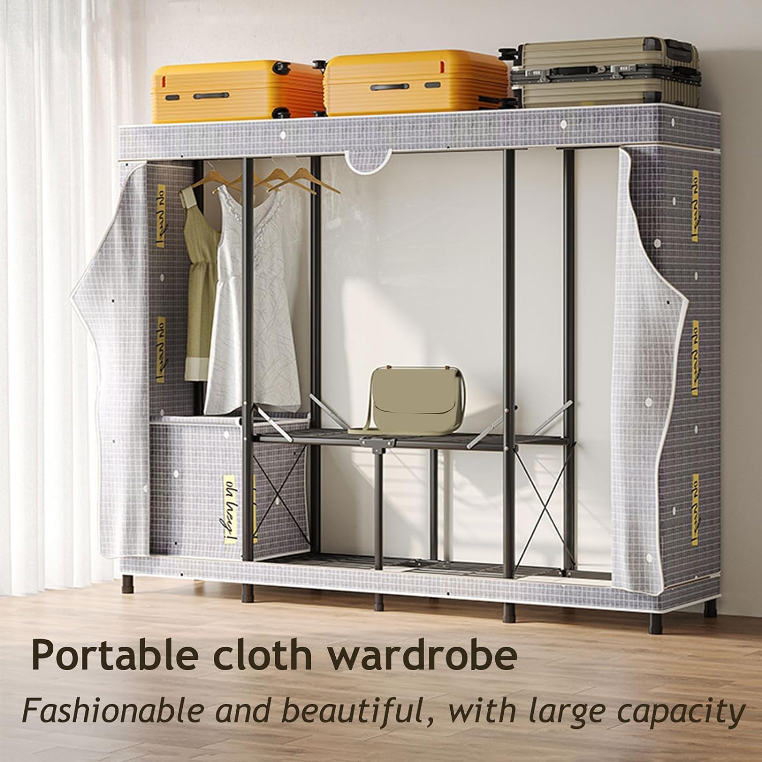 Bedroom Wardrobes Foldable Wardrobe Easy to Assemble Portable Detachable Wardrobe Fabric Clothing Storage Cabinet Combination Wardrobe