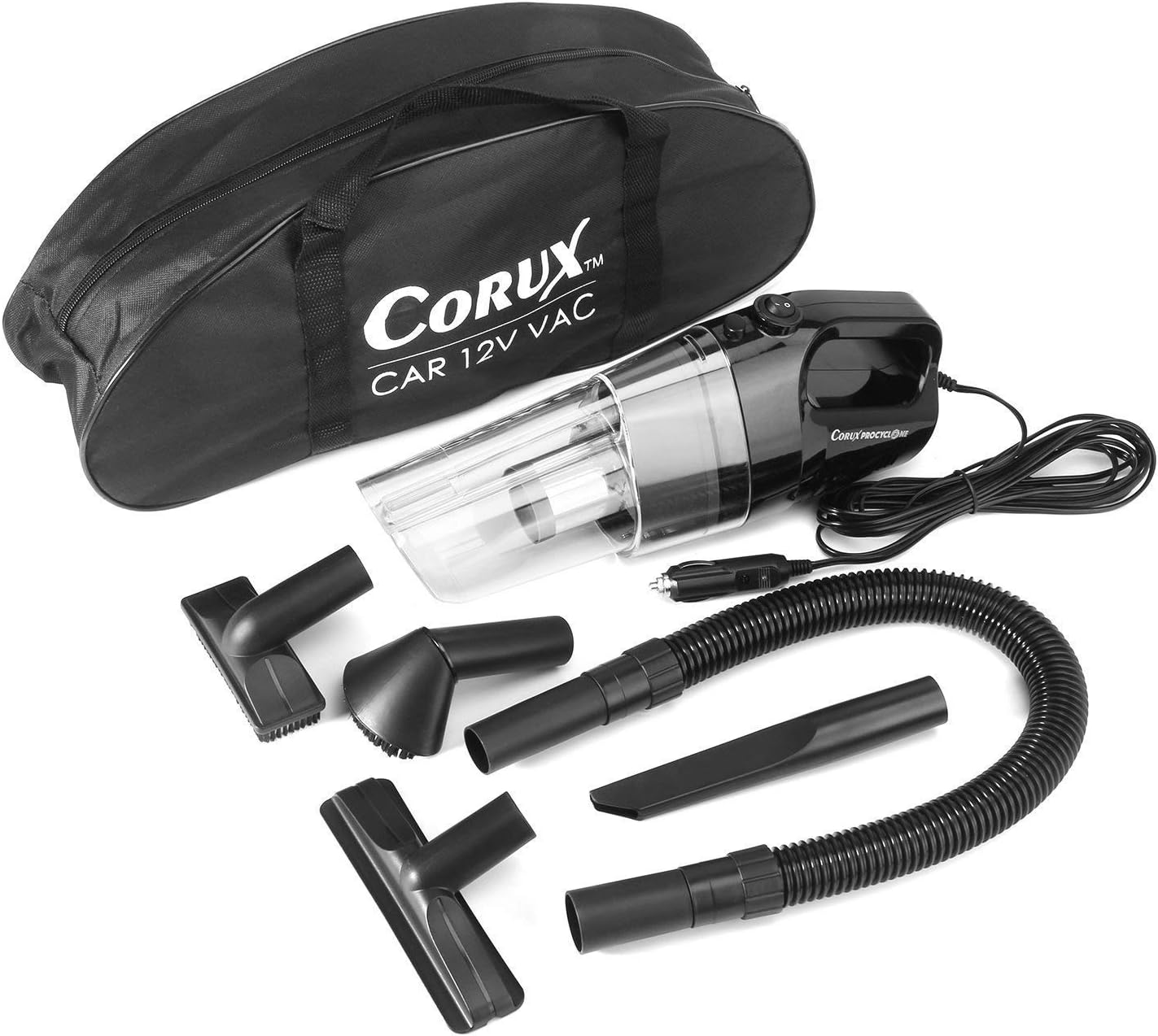 Car Vacuum Cleaner, Corux Handheld Auto Vacuum Cleaner 3500Pa High Power Stronger Suction with 4M Car Adapter Cable and Bag,Low Voice Auto Vacuum HEPA Filter for Vehicle 12V (3rd Gen Filter)