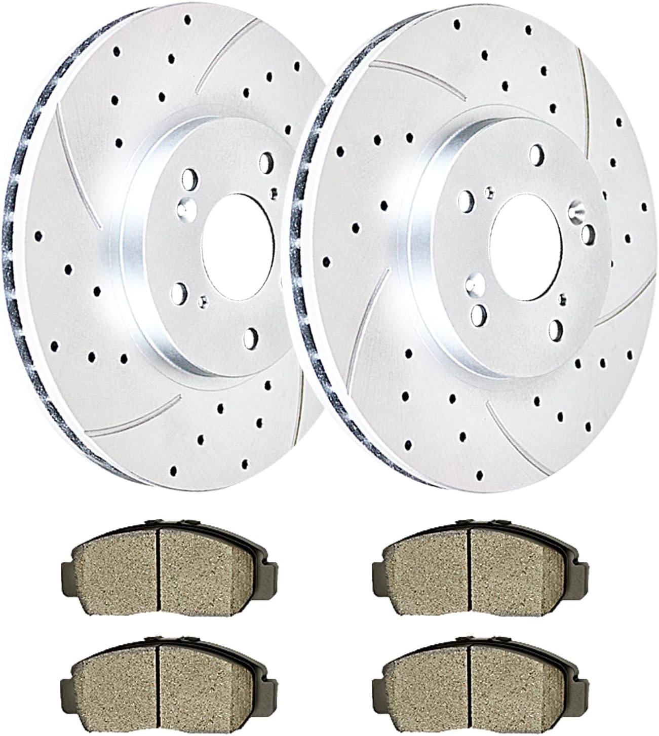 Acinoparts Front(11.81 inch, 300mm) Brake Kit for Honda Accord Acura TSX CL TL Drilled and Slotted Disc Brake Rotors Ceramic Brakes Pads