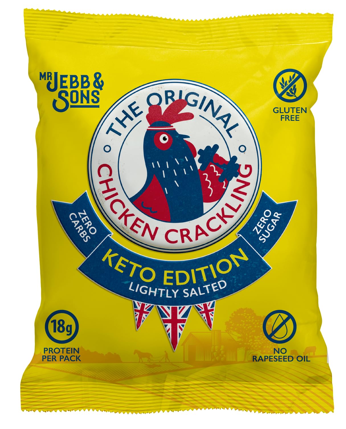 Chicken Crackling, NEW KETO EDITION made without Rapeseed Oil, Double Cooked Recipe, Lightly Salted Flavour. Low Carb, High Protein, Keto, Gluten Free Alternative to Pork Scratchings. 10x 40g Bags