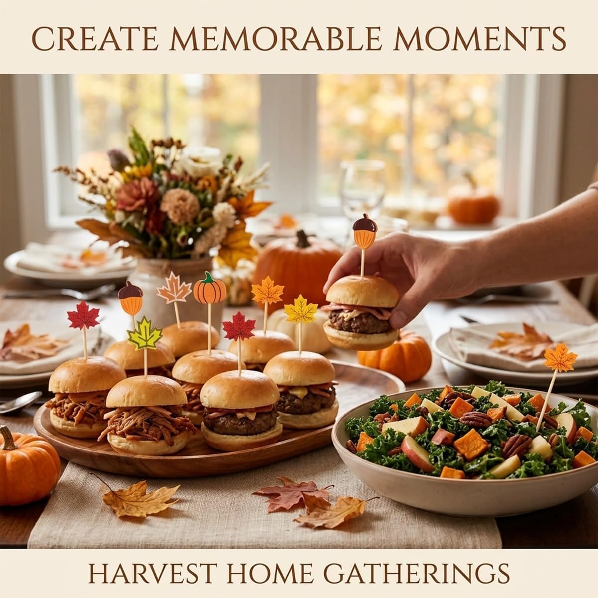 100 Pcs 4.7" Fall Cocktail Picks, Thanksgiving Toothpicks Appetizer Skewers
