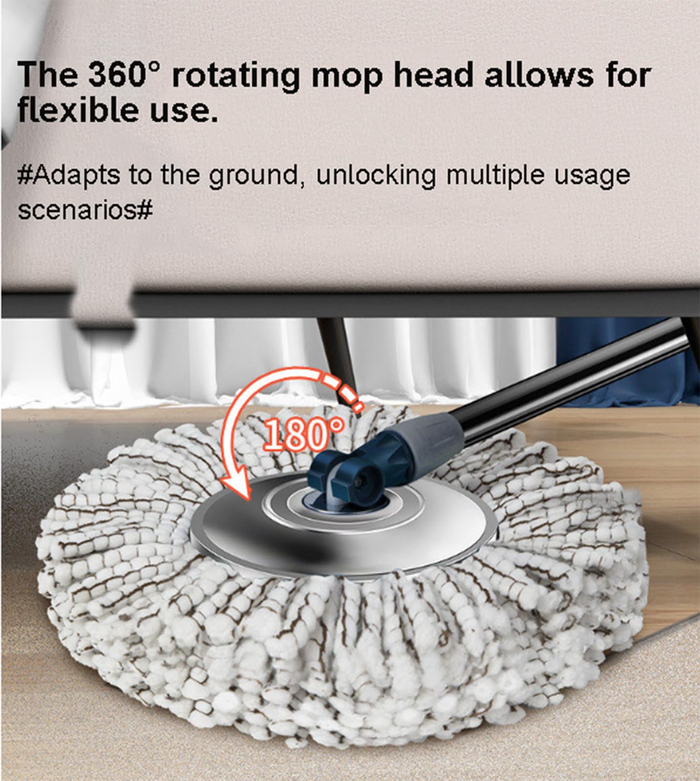 Sistema de fregona y Cubo Giratorio de 360° con Mango Ajustable | con 3 cabezales de repuesto para trapeador de microfibra, sistema de trapeador de piso fácil